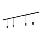 Railsystem HV Rail, hangend, zwart, 4-lamps, lengte 1,5 m