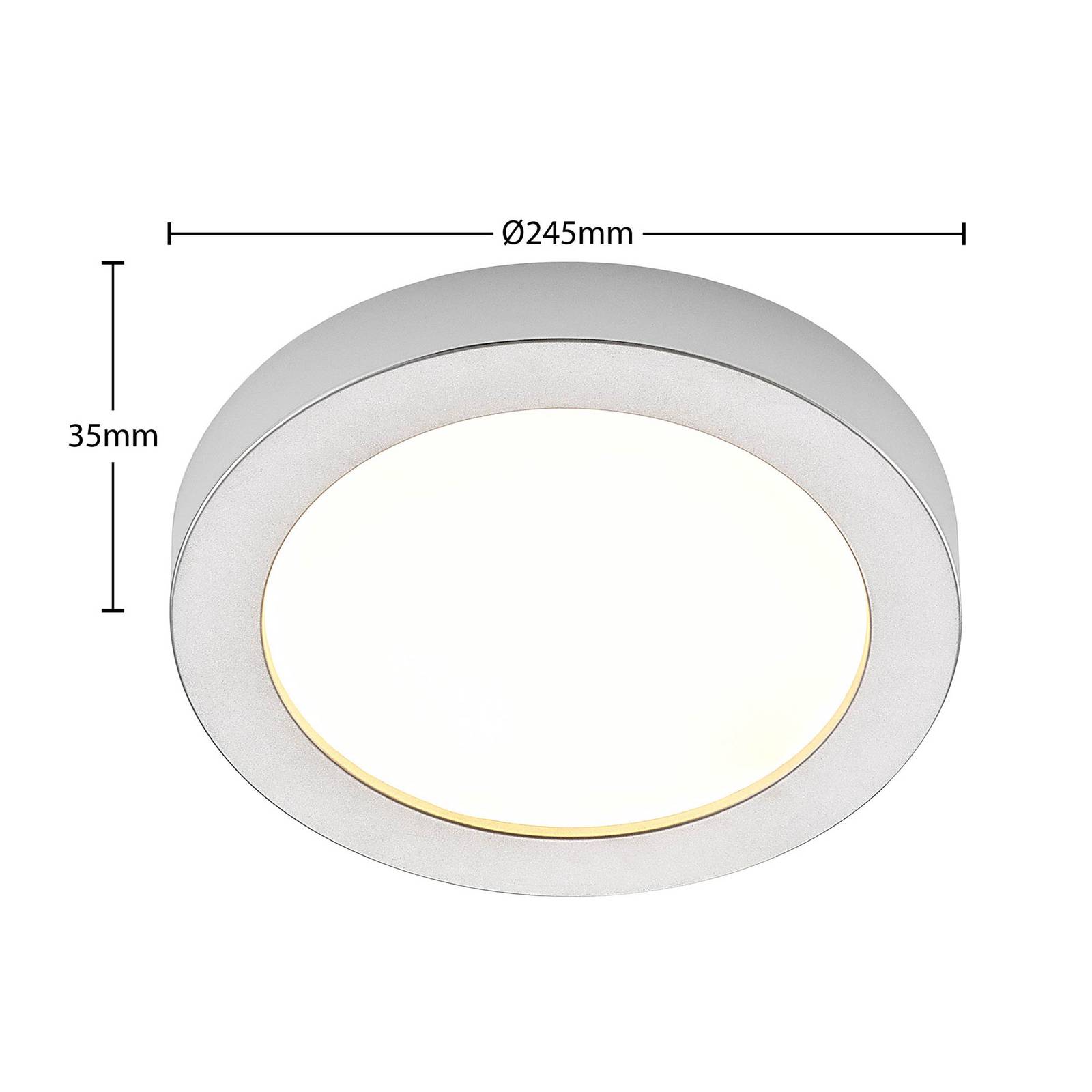 Prios lampa sufitowa LED Edwina, srebrna, 24,5 cm, ściemniana