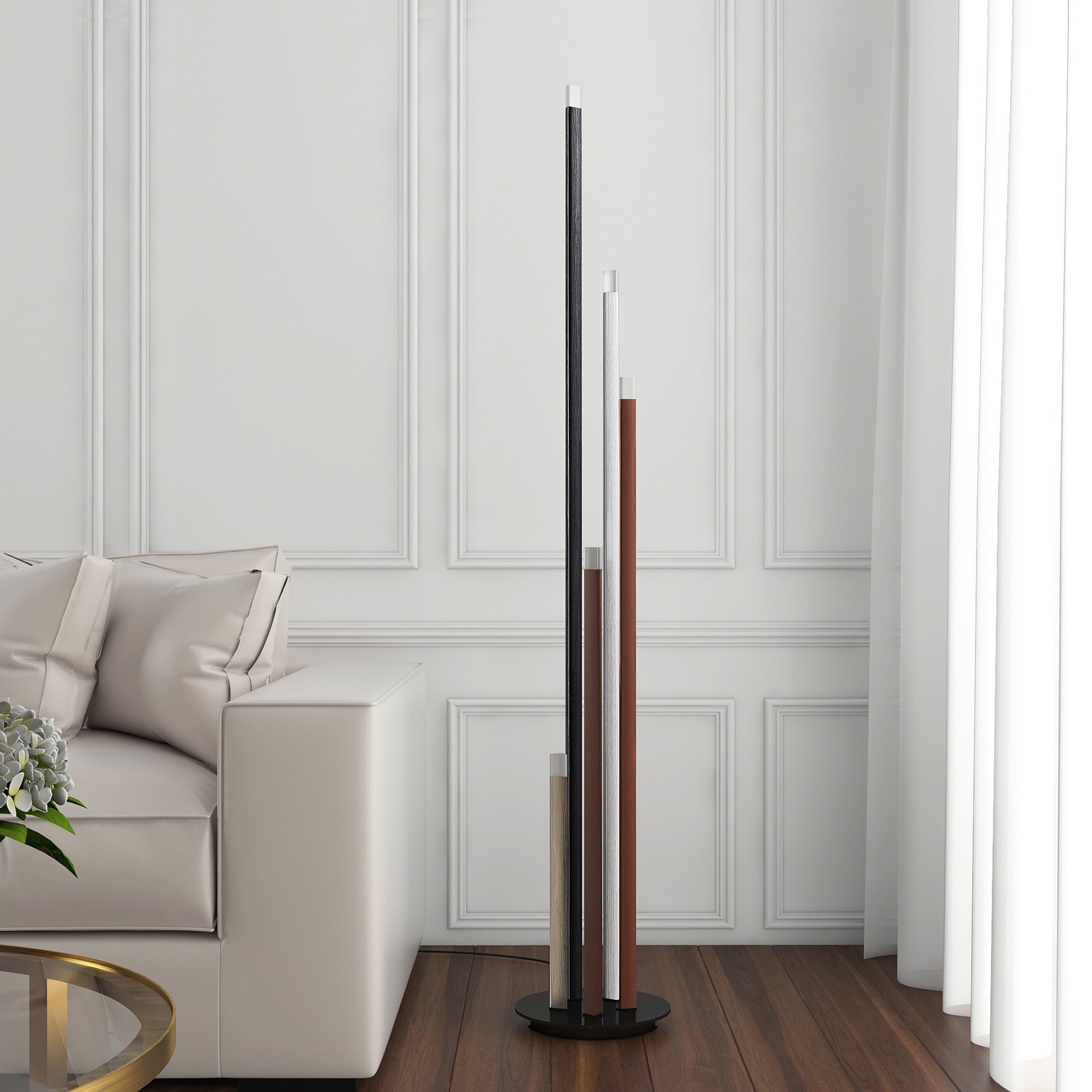 Stoika Állólámpa Black/Alu/Brown - Lucande