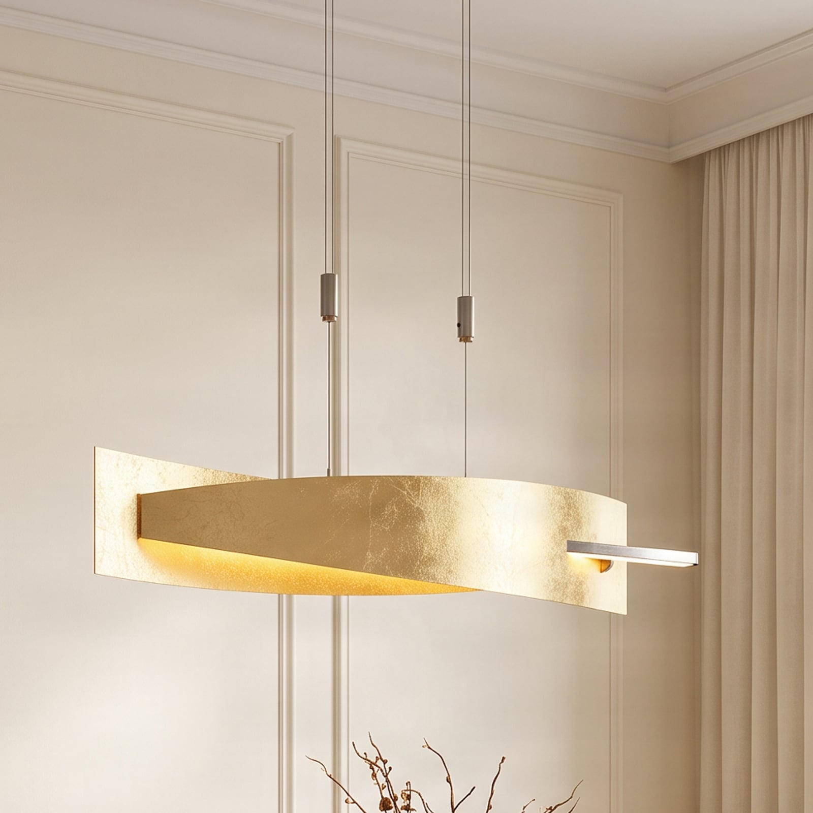 Lucande LED висящо осветление Marija, 101 cm, златист цвят, с възможност за