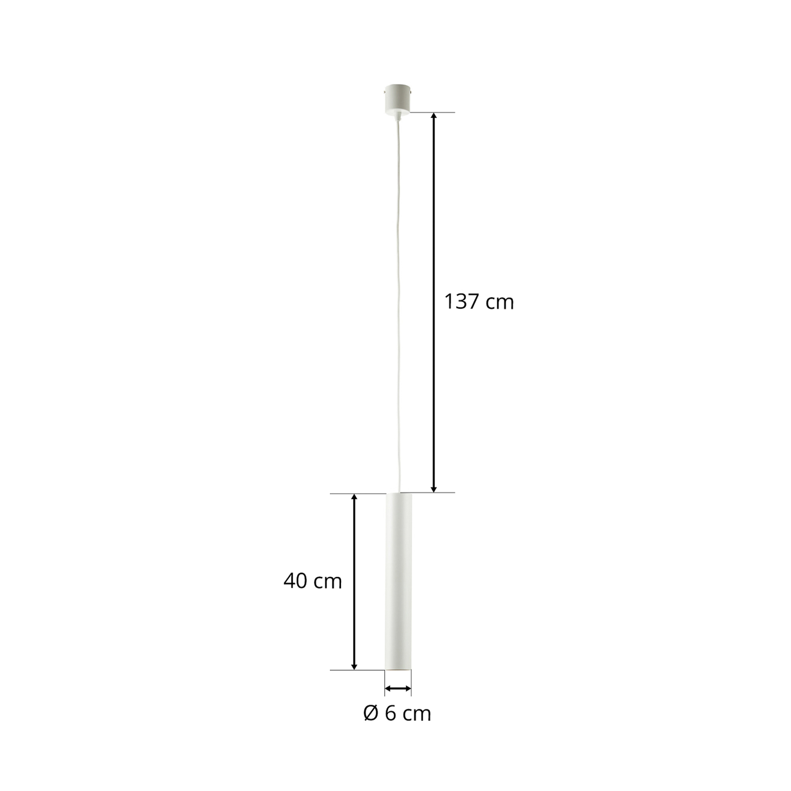 LED-hengelampe Look med smal form, hvit