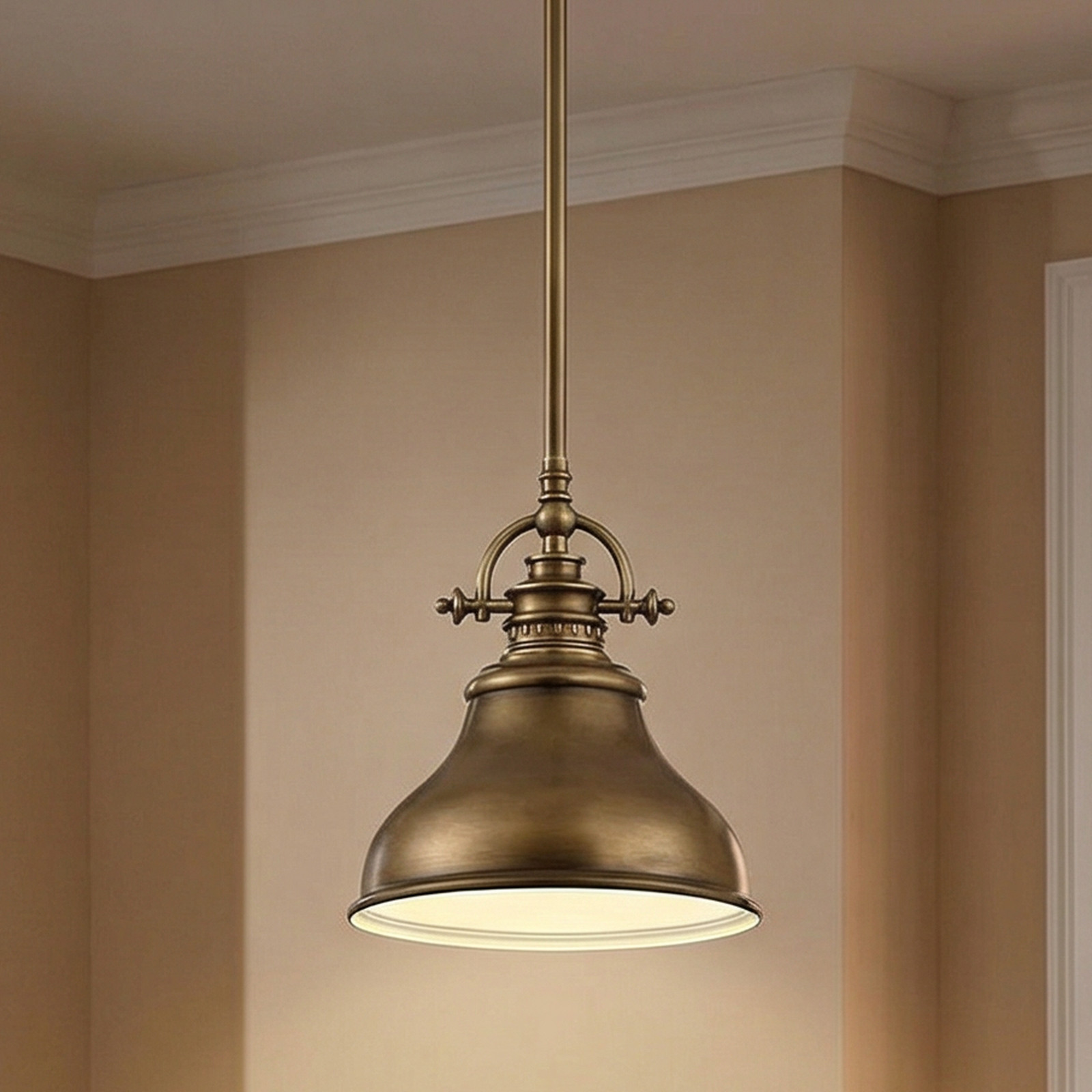 QUOIZEL Lampă suspendată Emery 1 bec alamă Ø 203 cm - Camera de zi / sufragerie - Design industrial - alamă învechită - Metal