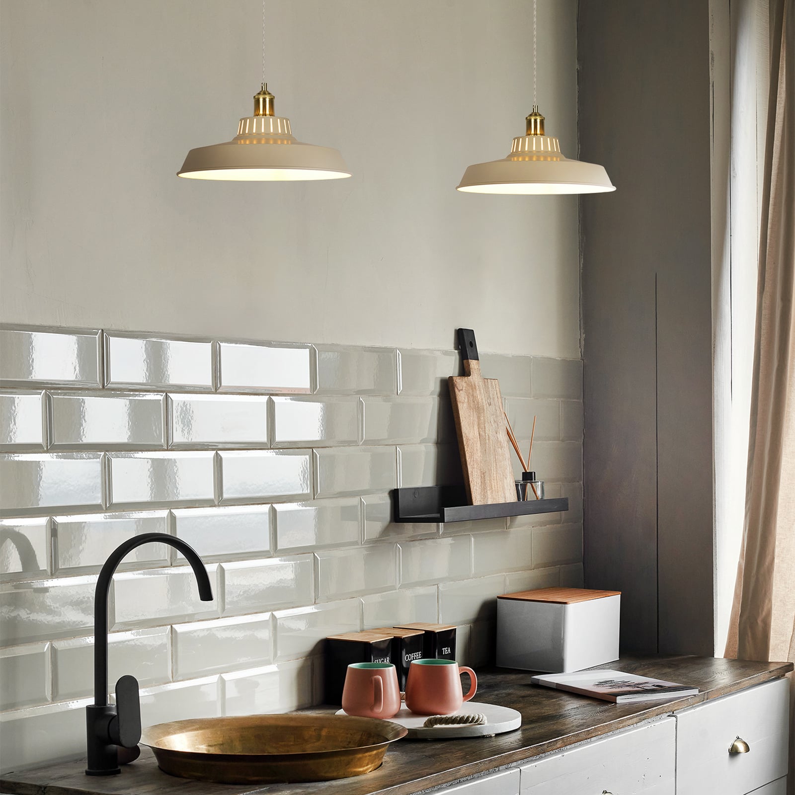 Suspension Thelma, couleur ivoire, Ø 38 cm, métal