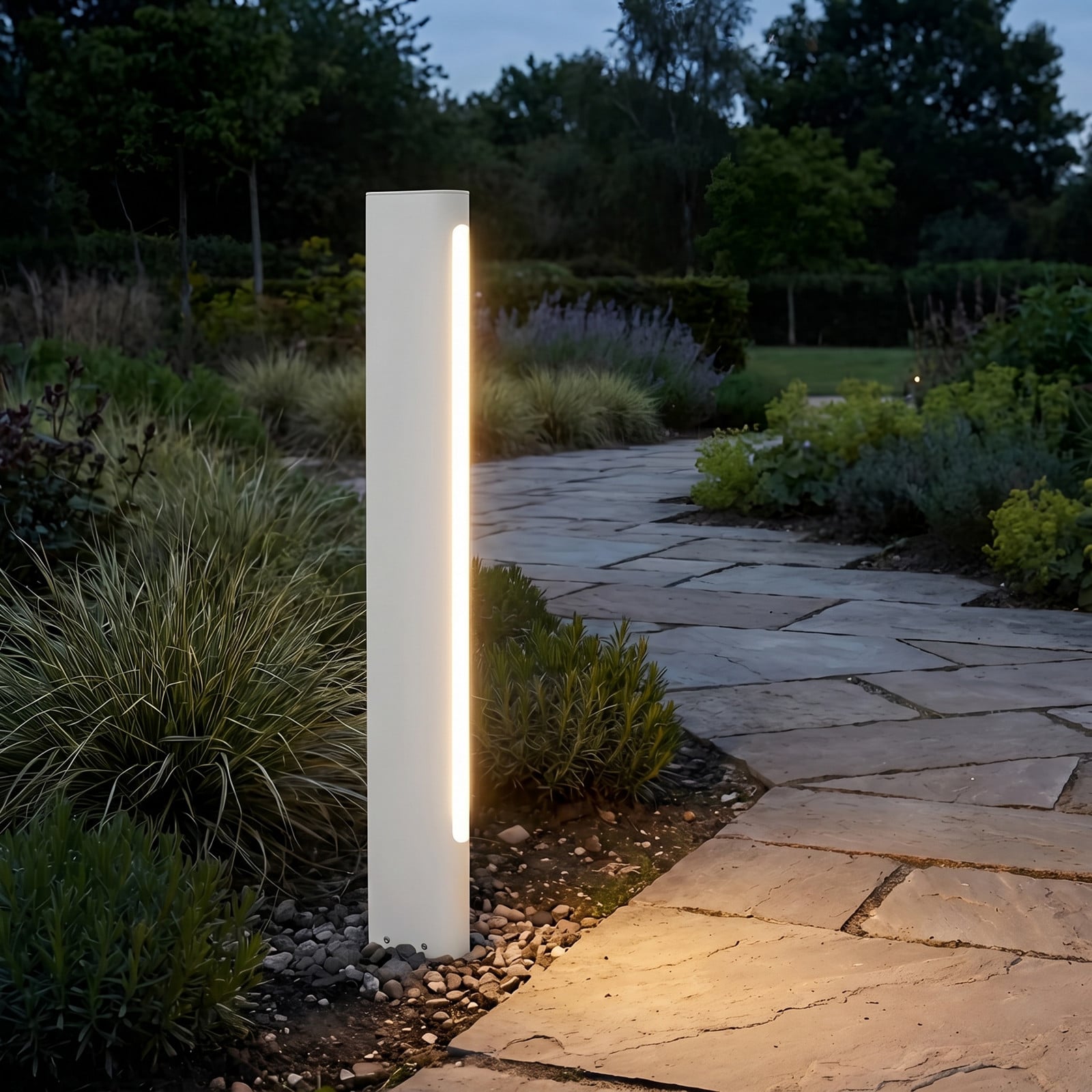 Celiora LED-gatelampe, høyde 80 cm, grå, IP65 – Lucande - Moderne - Aluminium - Kantet