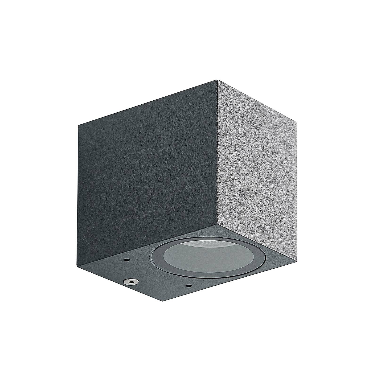ELC Fijona LED outdoor wall lamp, angular, 8.1 cm, die-cast aluminium, GU10, 5 W, W: 6.8 cm, H: 8.1 cm