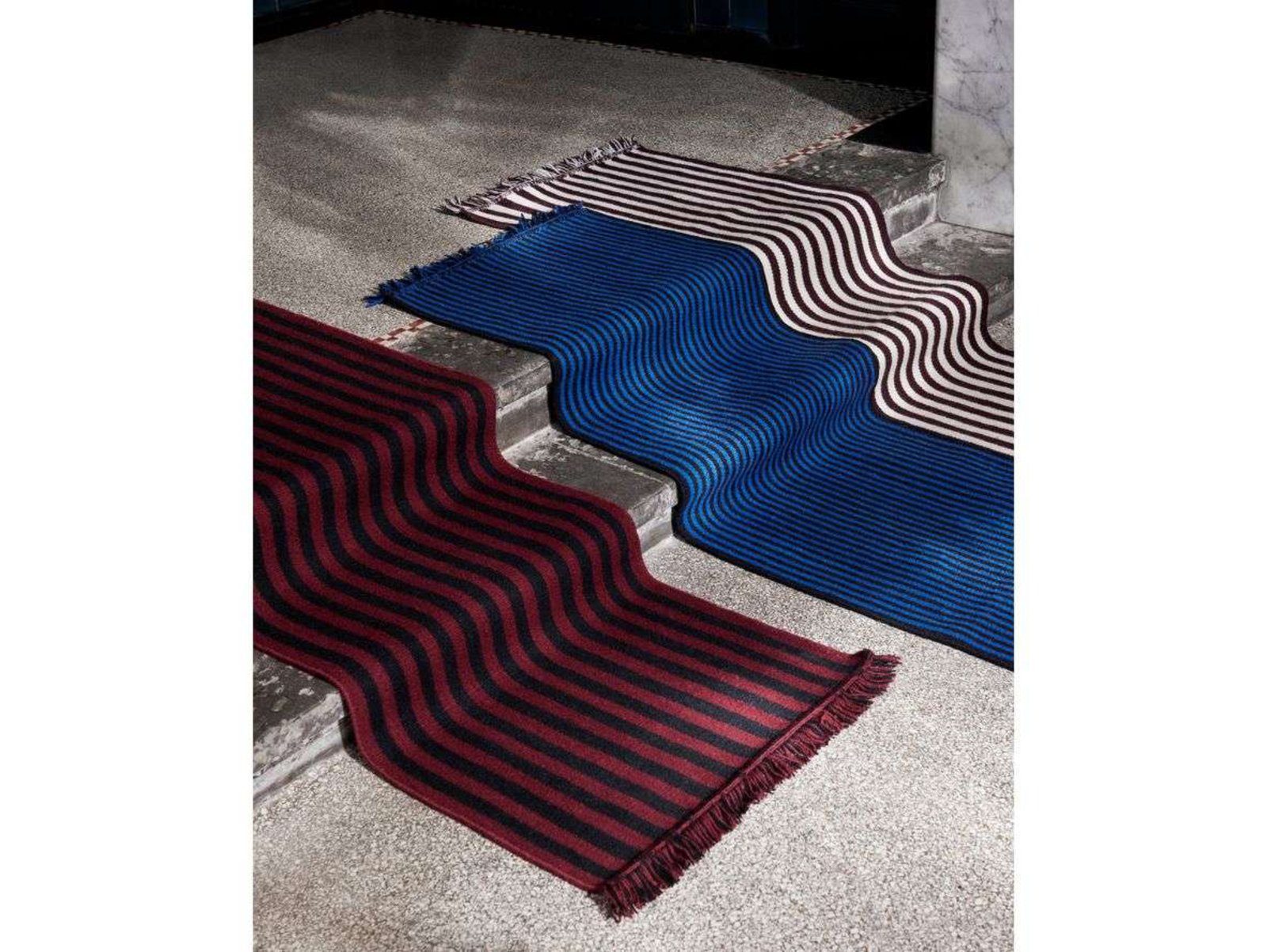 Stripes and Stripes Wool Rug 200x60 Cherry - HAY