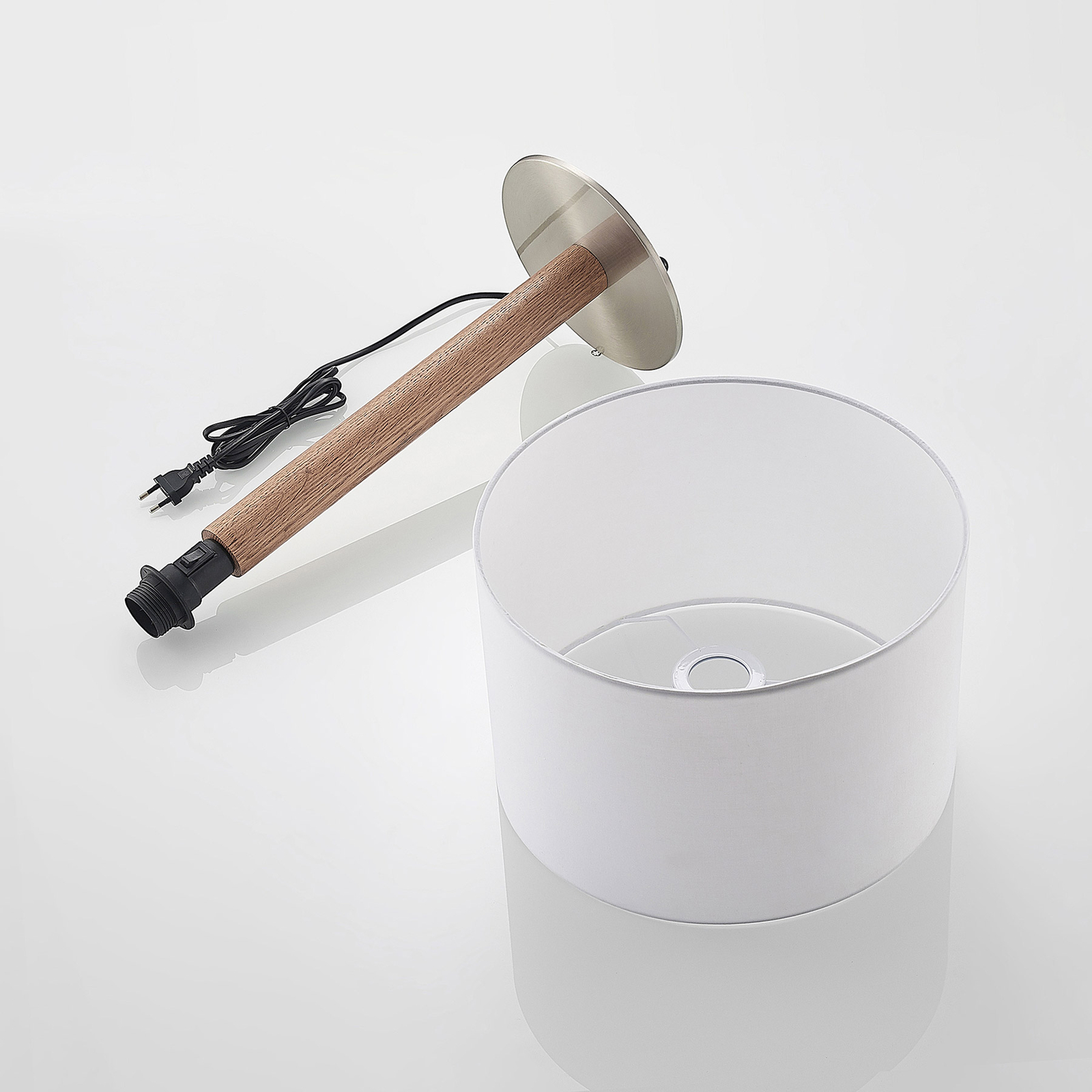 Lucande Heily lámpara mesa cilindro, 21 cm, blanco