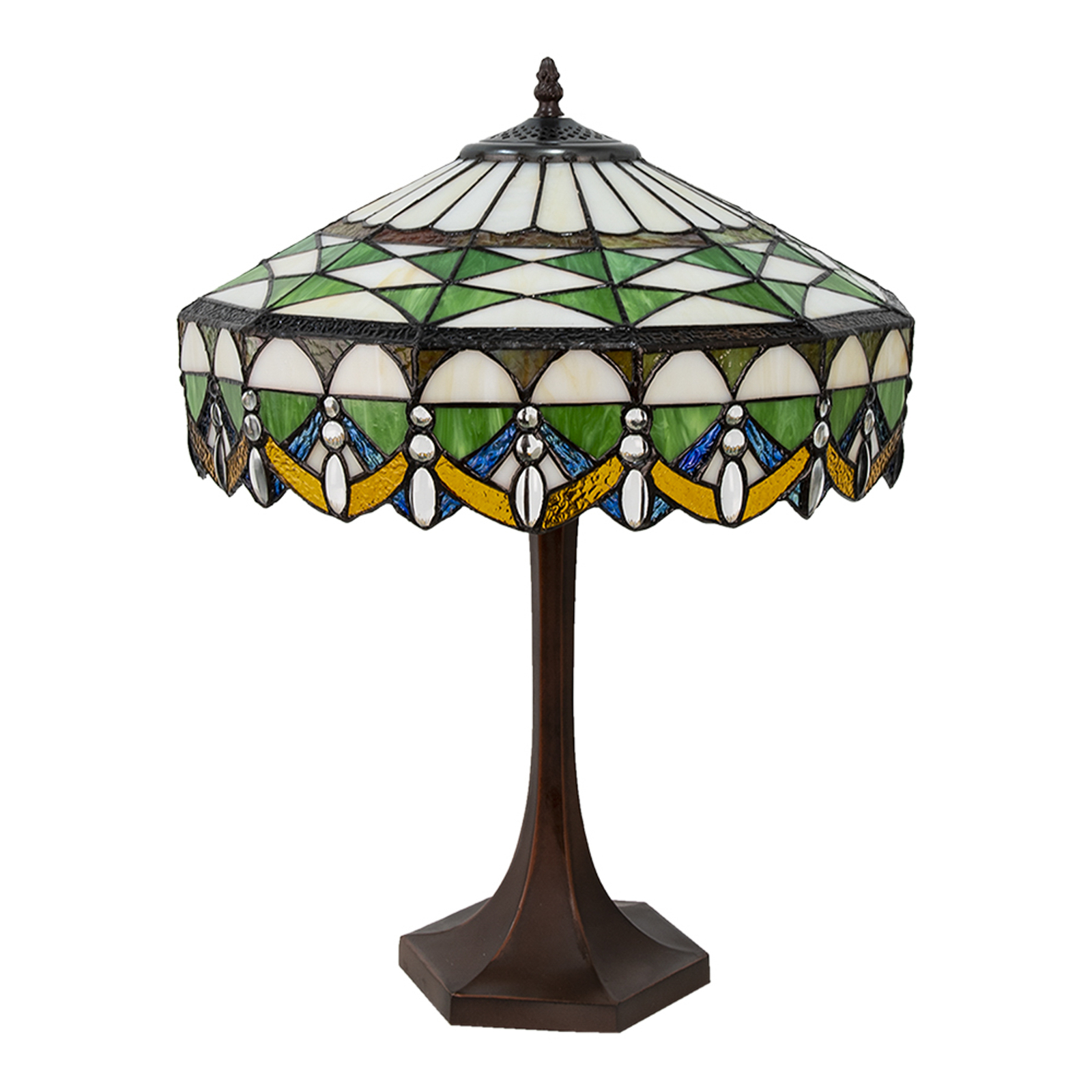 Lampe à poser 5LL-6086 en vert, style Tiffany