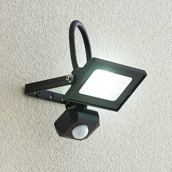 Lindby Aine LED-udendørsspot, sort 14,5 cm sensor
