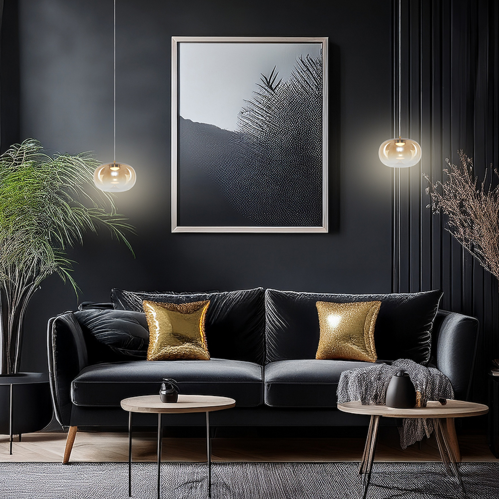 Suspension LED Vaso, couleur ambre, Ø 18 cm, verre