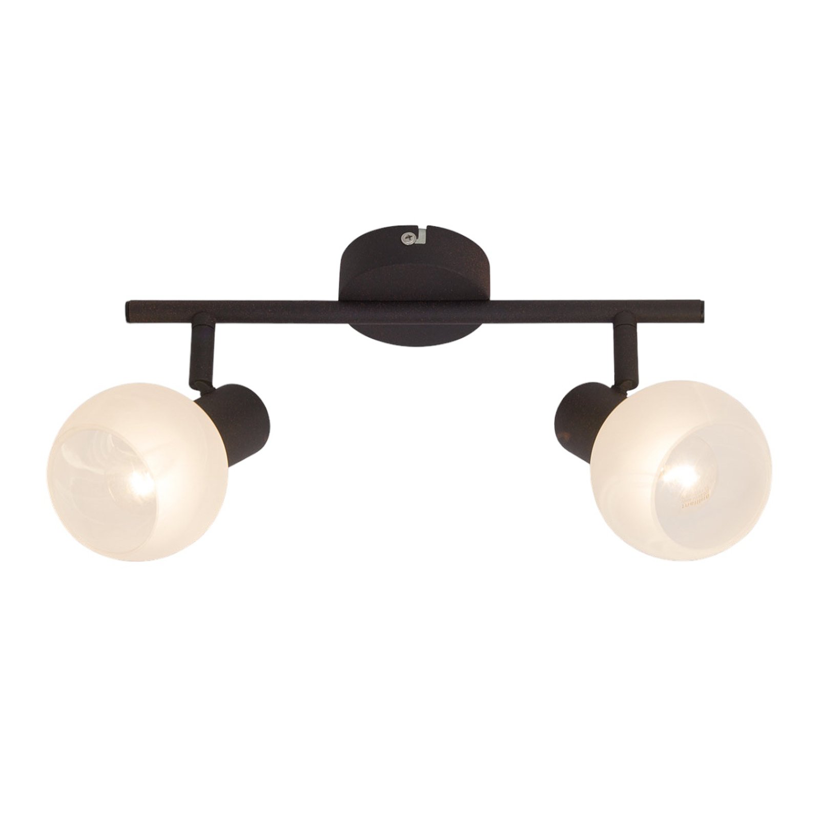 Ceiling light Gabon in brown and white, two-bulb