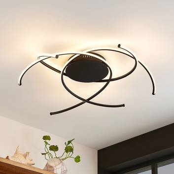 Lindby Yareli lampa sufitowa LED, czarna piaskowa