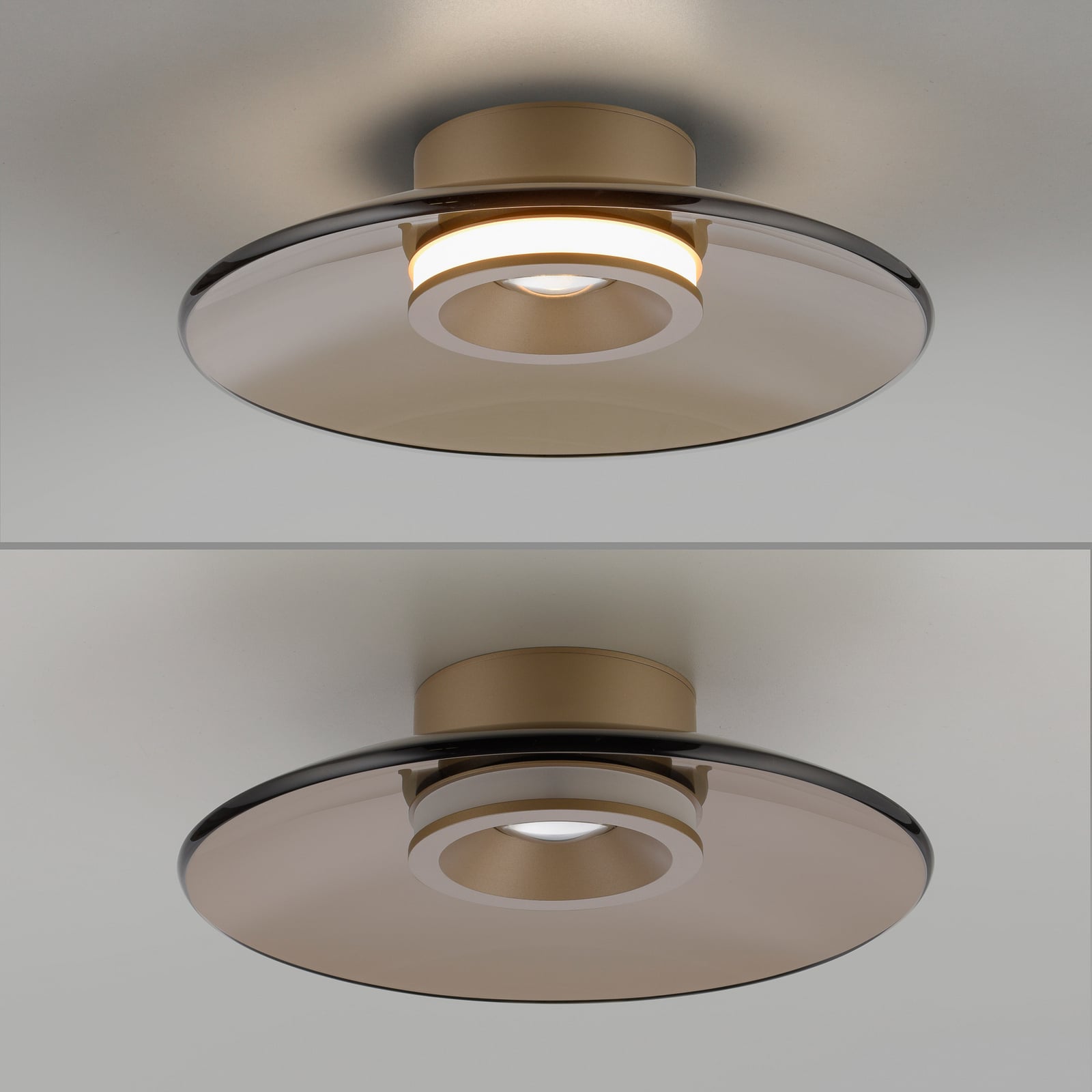 Moon LED-Deckenlampe bronce Ø32cm, Amberglas (dunkel) - PURE