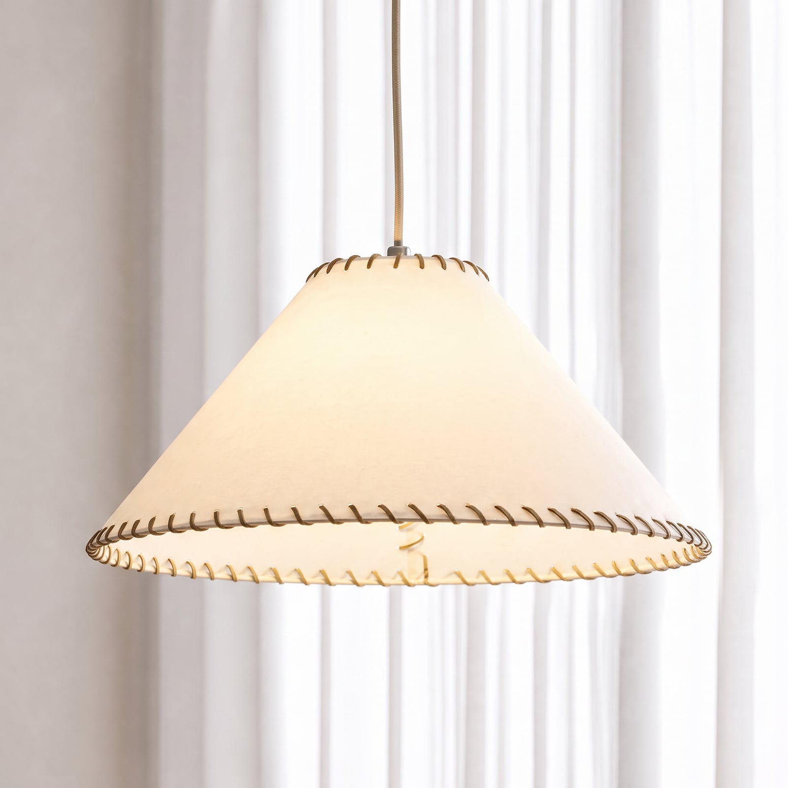 Whitt hengelampe, kremhvit, papir, Ø 39 cm, E27 – Nola