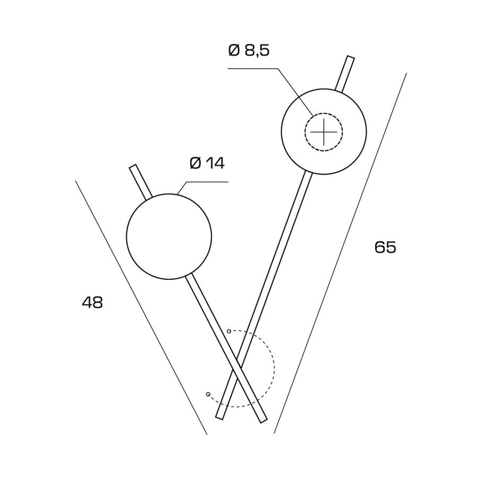 Sienas lampa Mikado, cipria/transparent, 2 gaismas, stikls