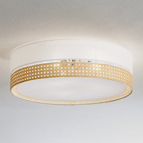 Deckenleuchte Paglia weiß/Rattan, Ø 45 cm