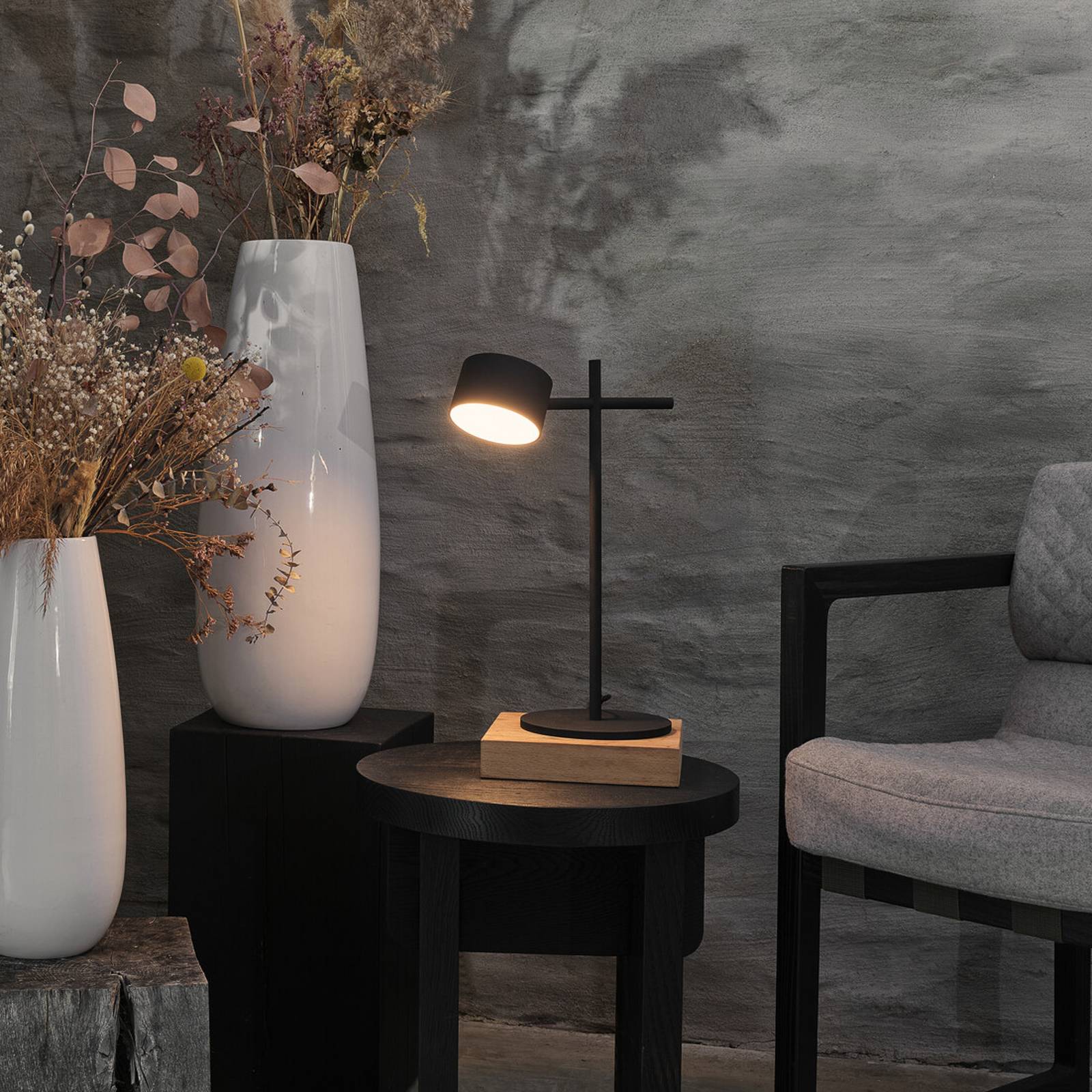 Lampa stołowa LED OSRAM Decor Kyoto, aluminium, czarna, ściemniany
