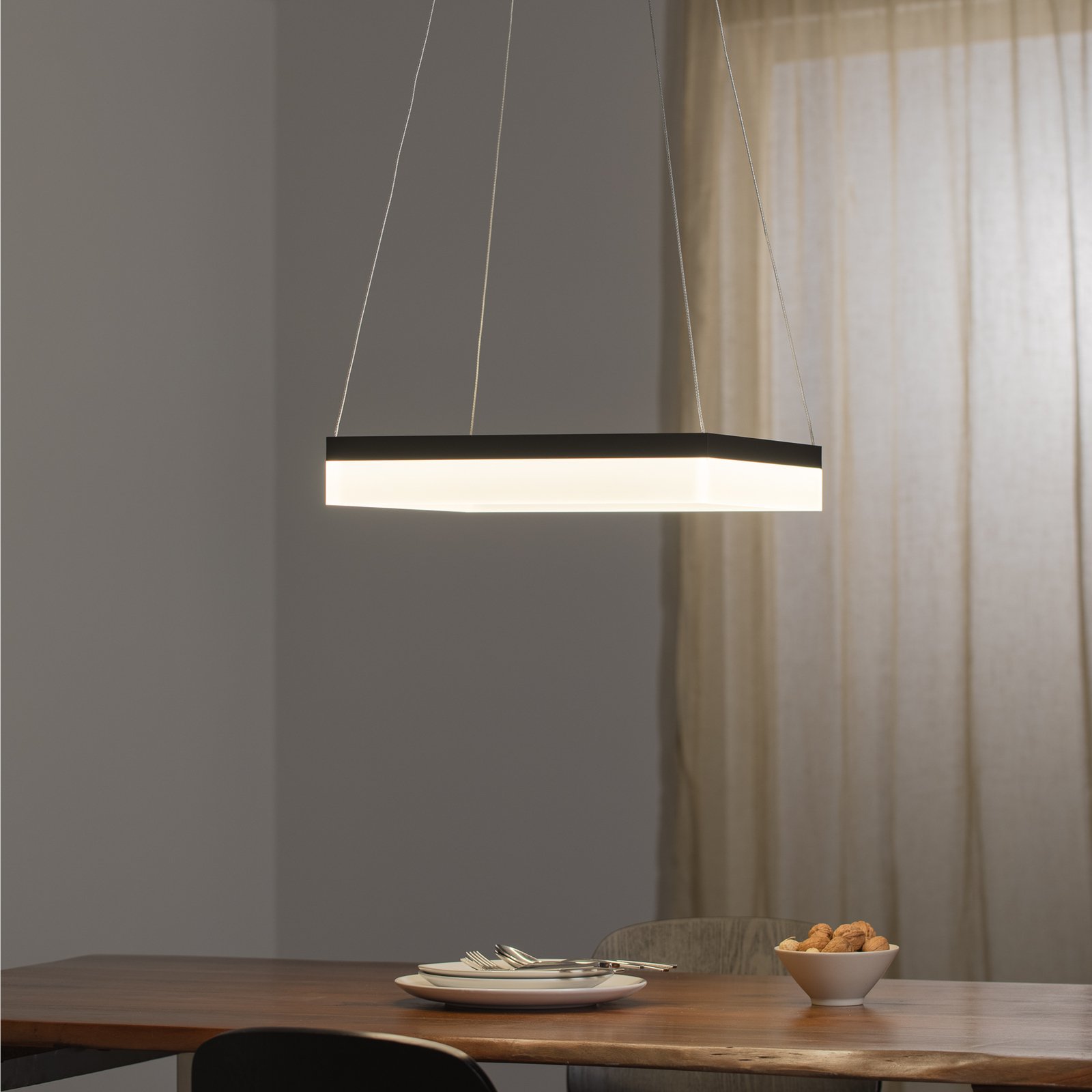 Hanglamp Nero, kunststof, zwart, 1-lamp, 32 W