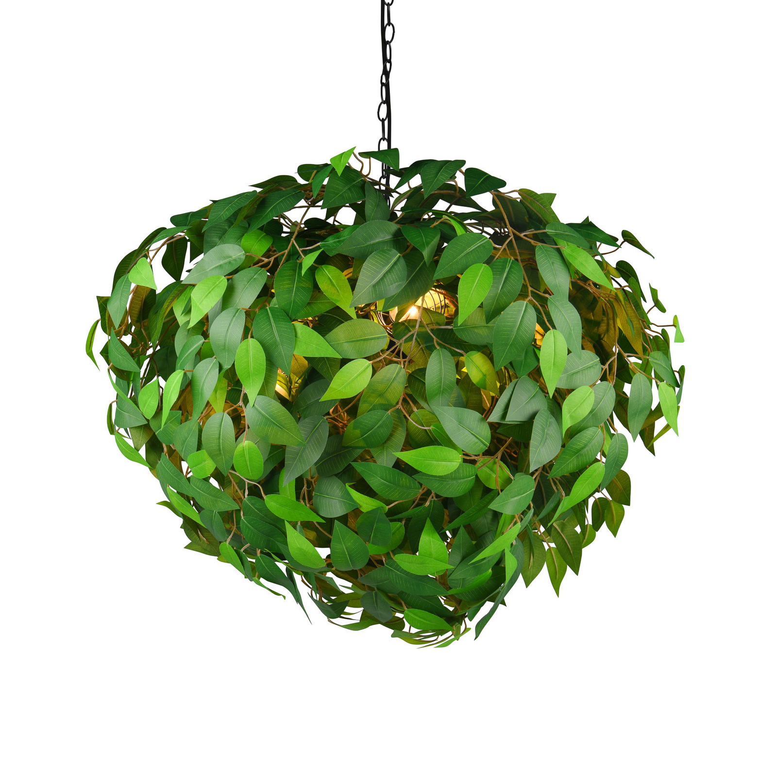 Suspension Leavy, noir/vert, Ø 70 cm, 4 lampes, E14