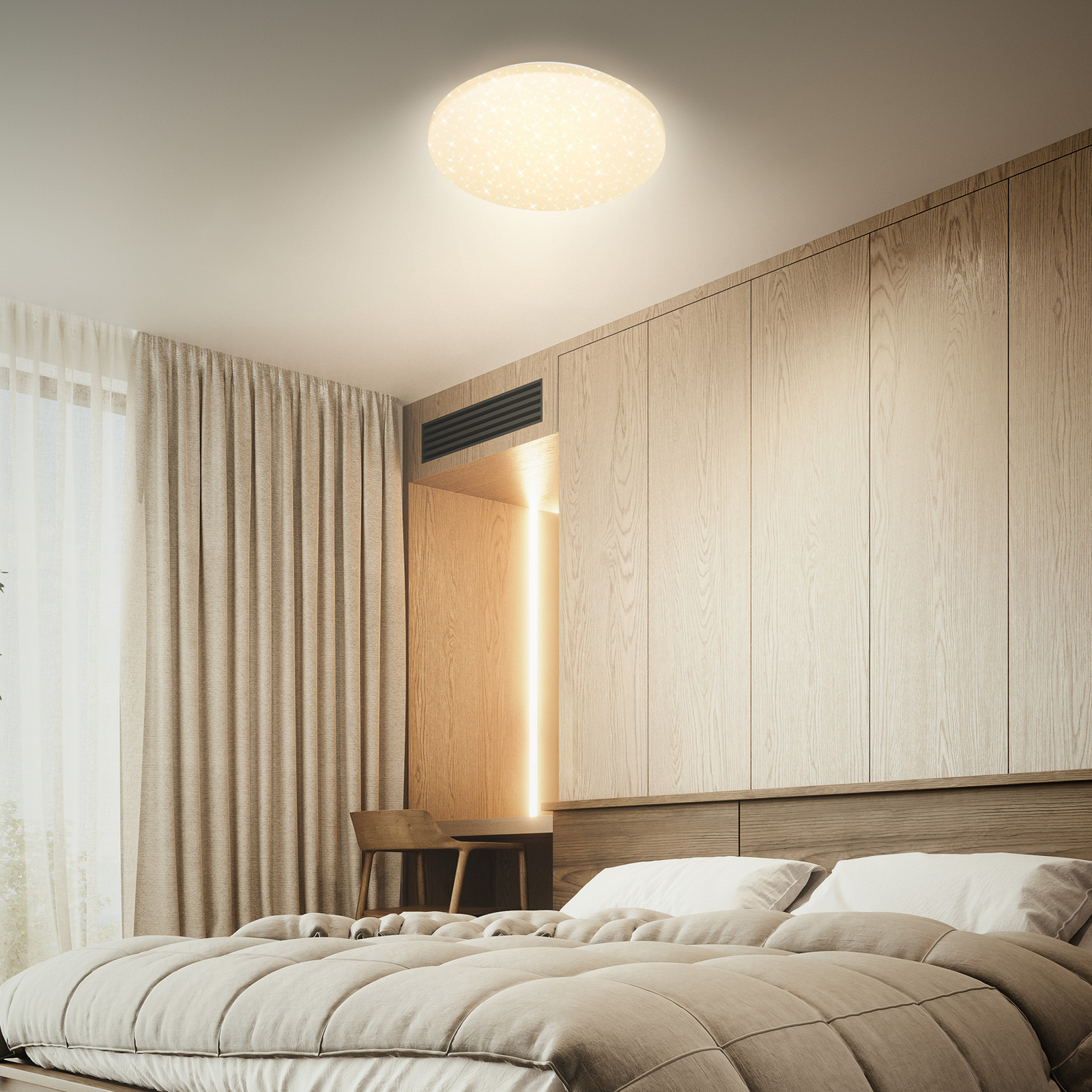 Lampa sufitowa LED Luminus, CCT, Ø 34 cm, biała, gwieździste niebo
