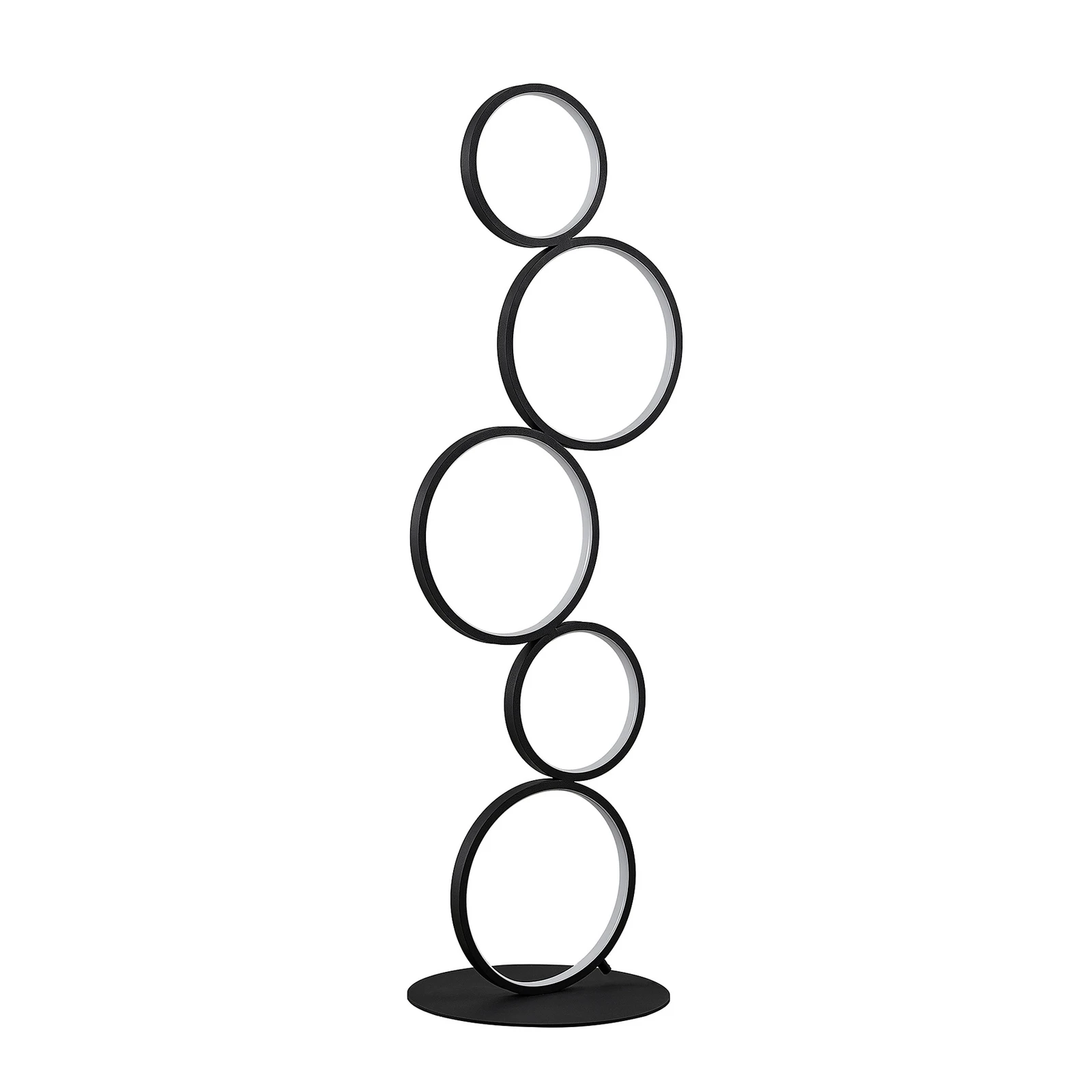Lindby LED φωτιστικό δαπέδου Jacek, μαύρο, μέταλλο, 110 cm, δαχτυλίδια