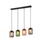 Cork pendant light, multicoloured, length 90 cm, 4-bulb glass/cork