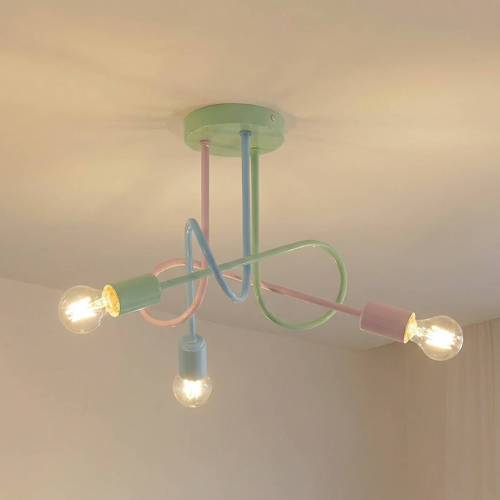 HELam Plafonnier Oxford, multicolore, métal, à 3 lampes, E27