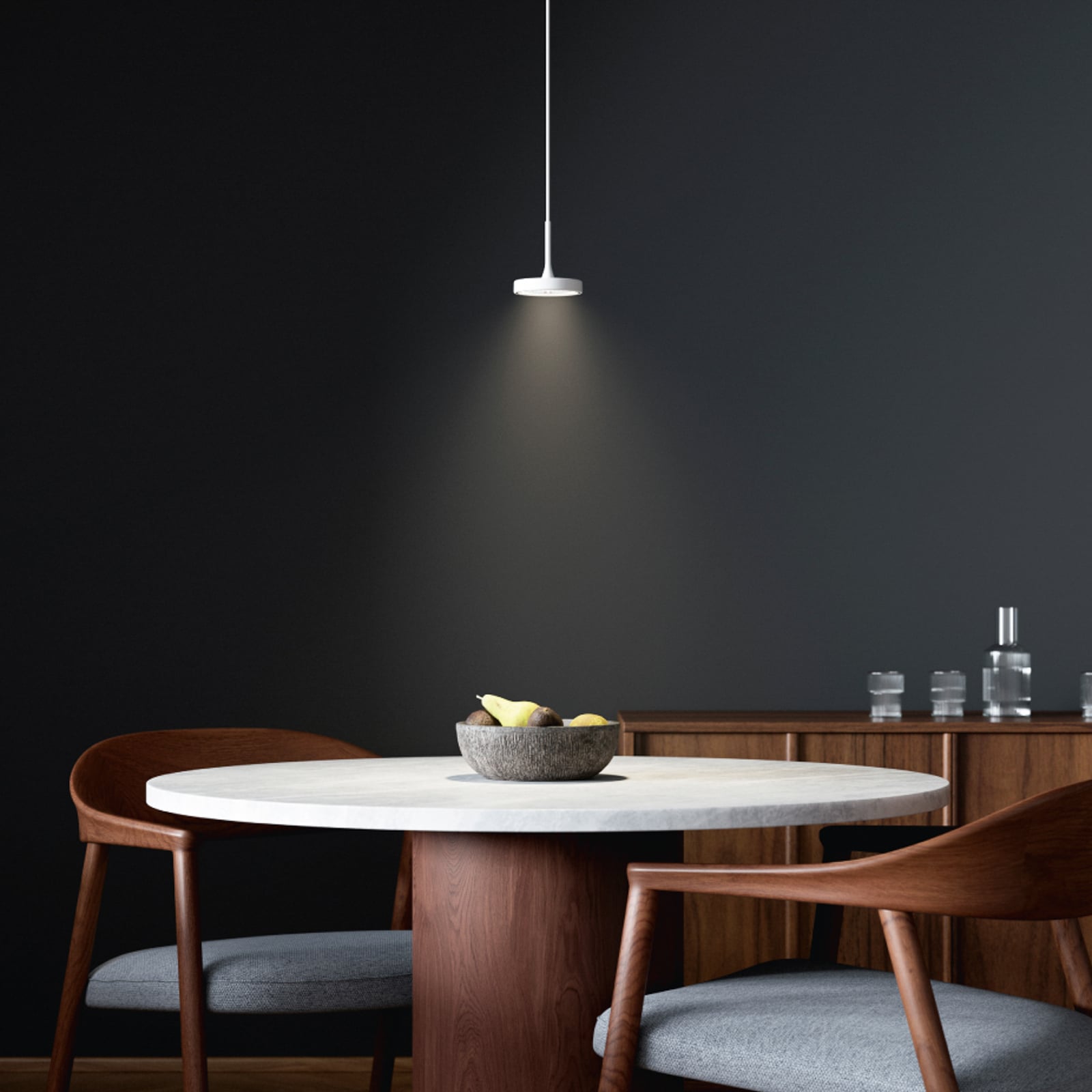 Suspension LED Nivo, blanche, 36°, montage en saillie, à intensité variable -