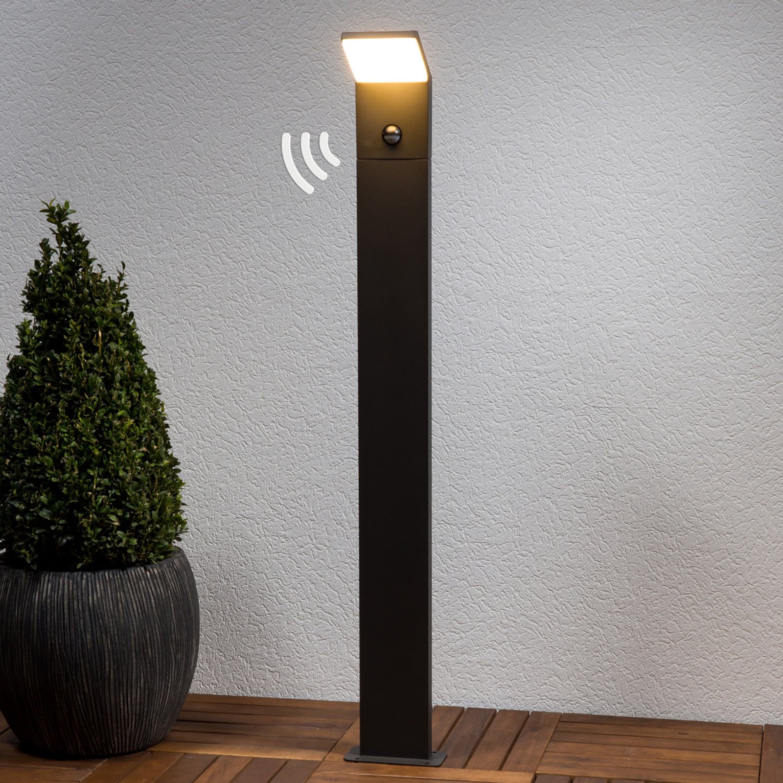 Nevio LED Gartenleuchte H100 w/Sensor Graphite - Lucande