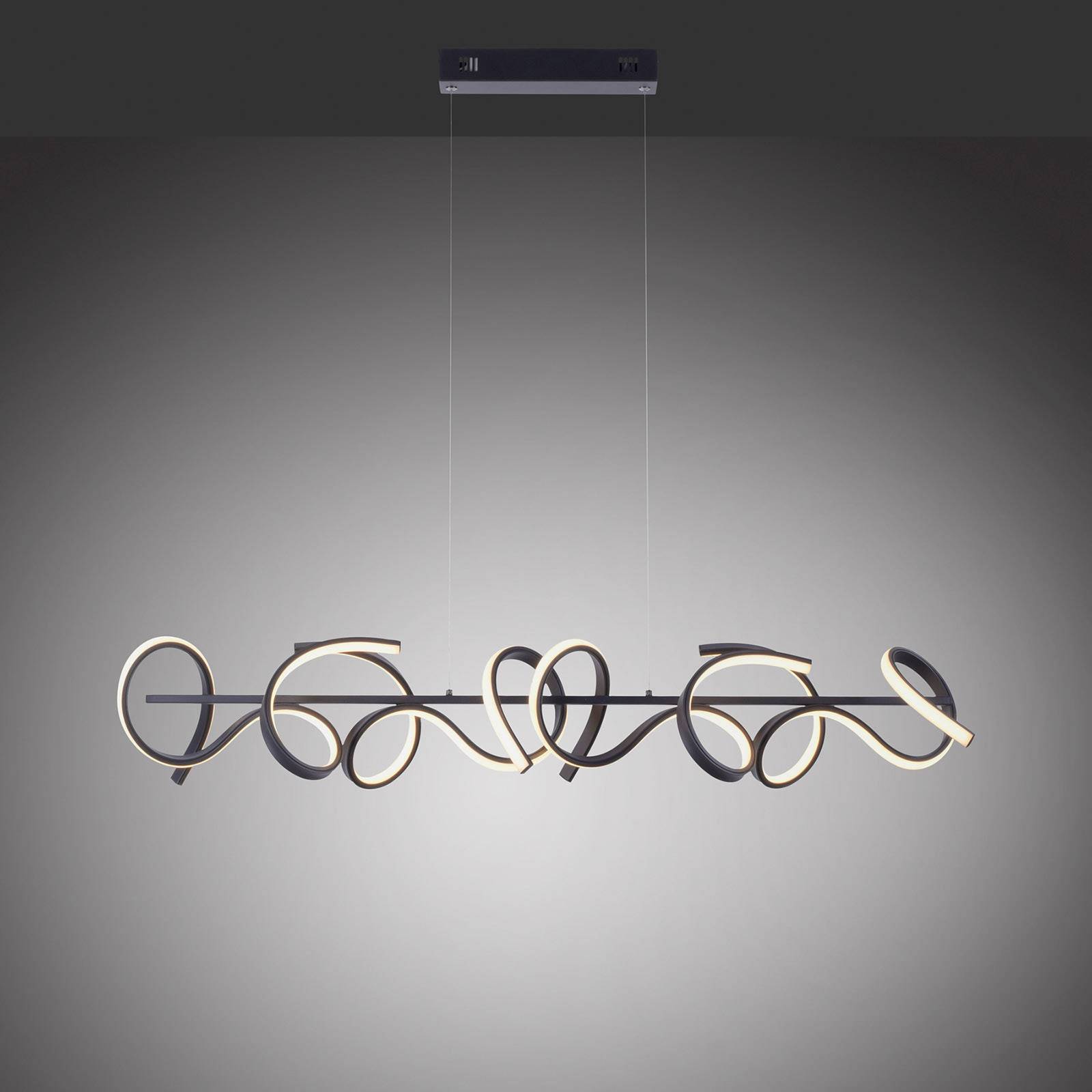 Lampa wisząca LED Curls, czarna, metalowa, długość 99 cm, ściemniana