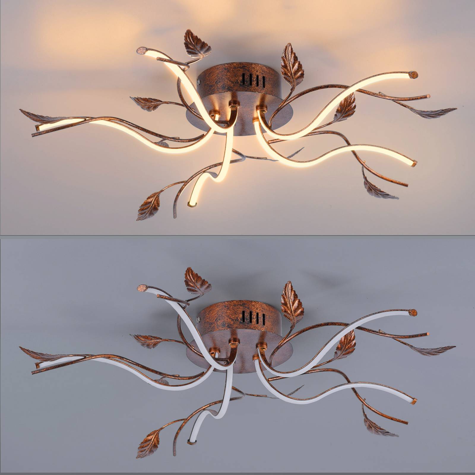 Lampa sufitowa LED Aurelia, brązowa, metalowa, 2 700 K, ściemniana