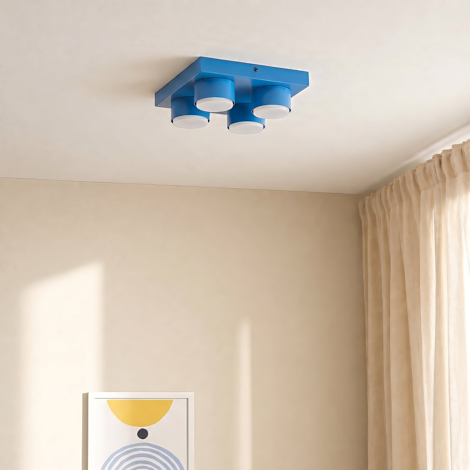 Lampa sufitowa Brix, niebieska, długość 23 cm, 4-punktowa, GX53