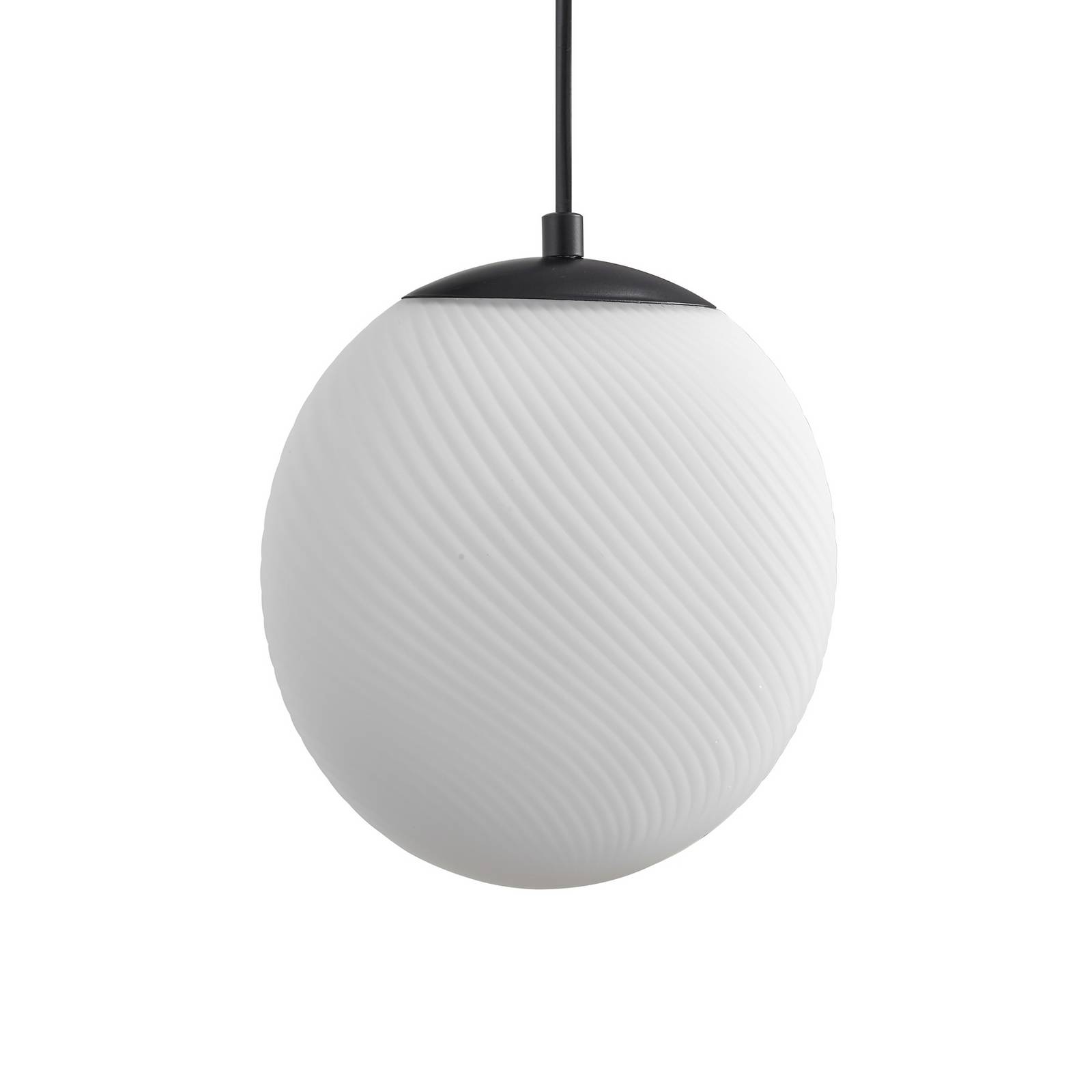 Lampa wisząca Lucande Lunelle, biały/czarny, szkło, 4-punktowa, Ø 40 cm