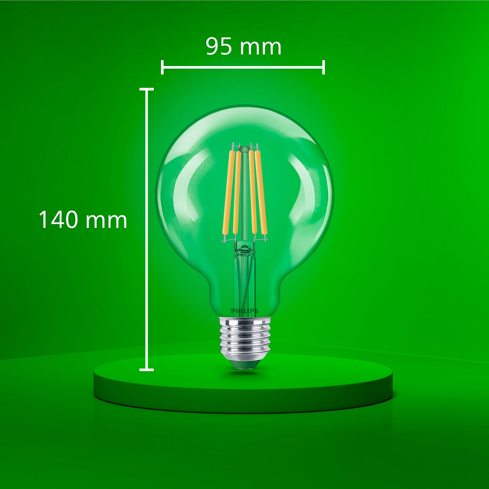 Philips E27 LED-pære globe G95 4W 840lm 827 klar Philips E27 LED-pære globe G95 4W 840lm 827 klar