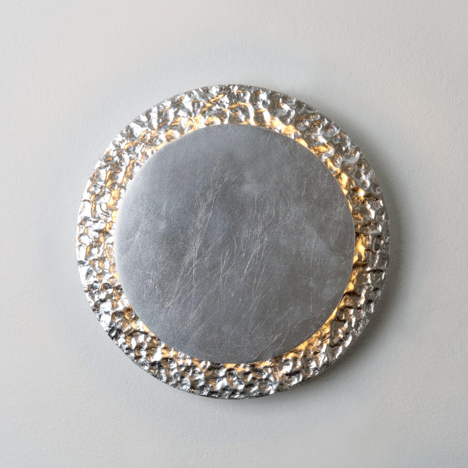 Aplique de pared LED CORONARE, Ø 26 cm, color plata, metal, atenuable