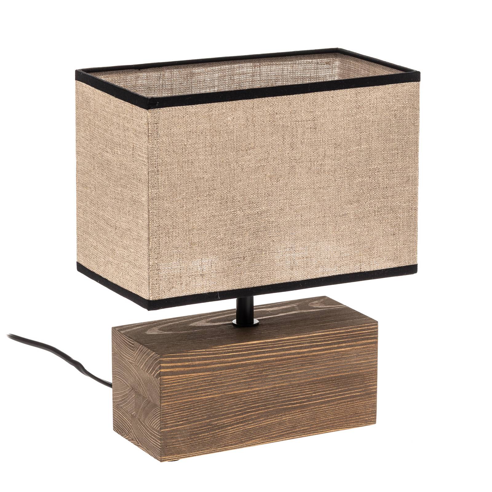 Lampe à poser Théo noyer abat-jour tissu beige