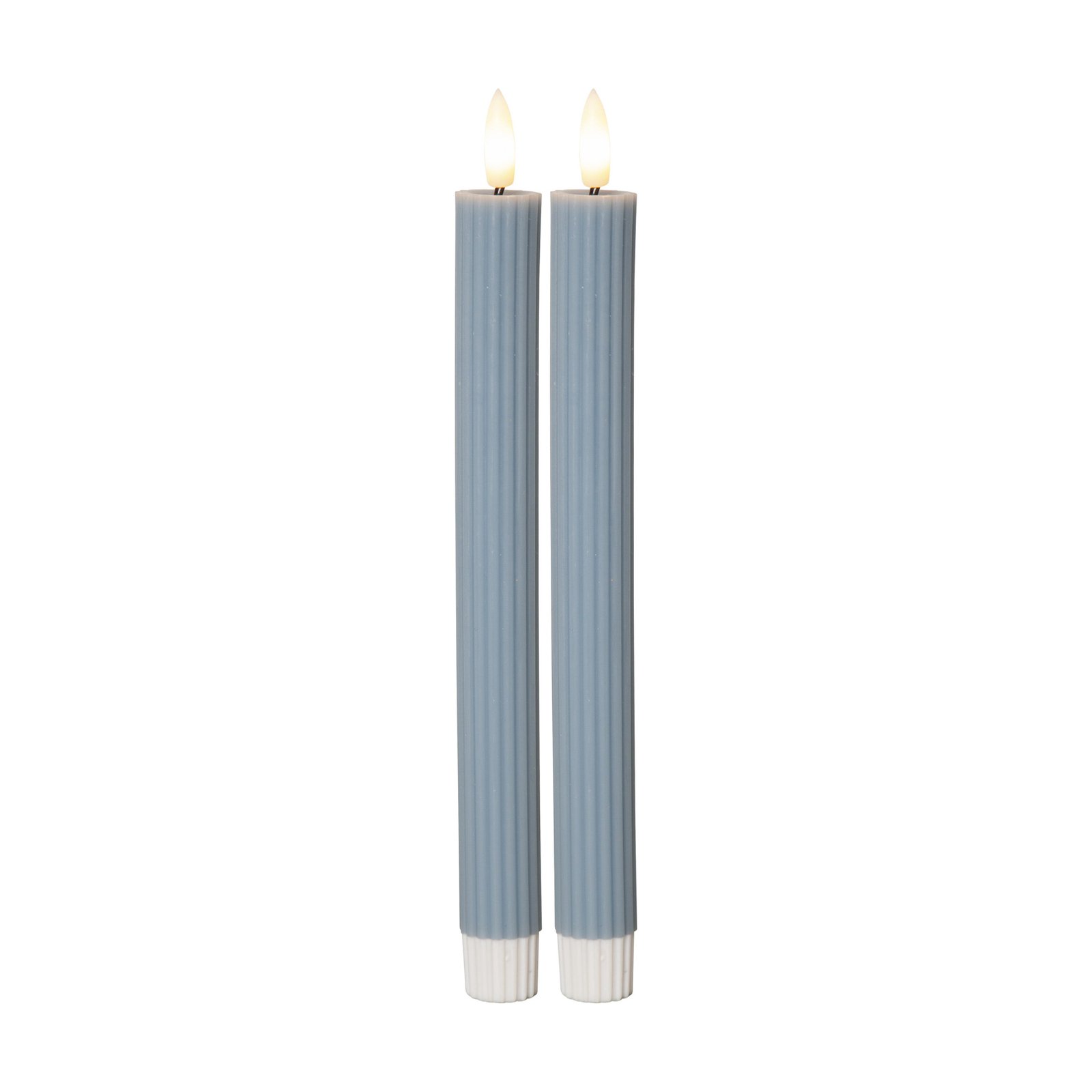 LED candle Flame Strip, blue, 25 cm, wax battery set of 2