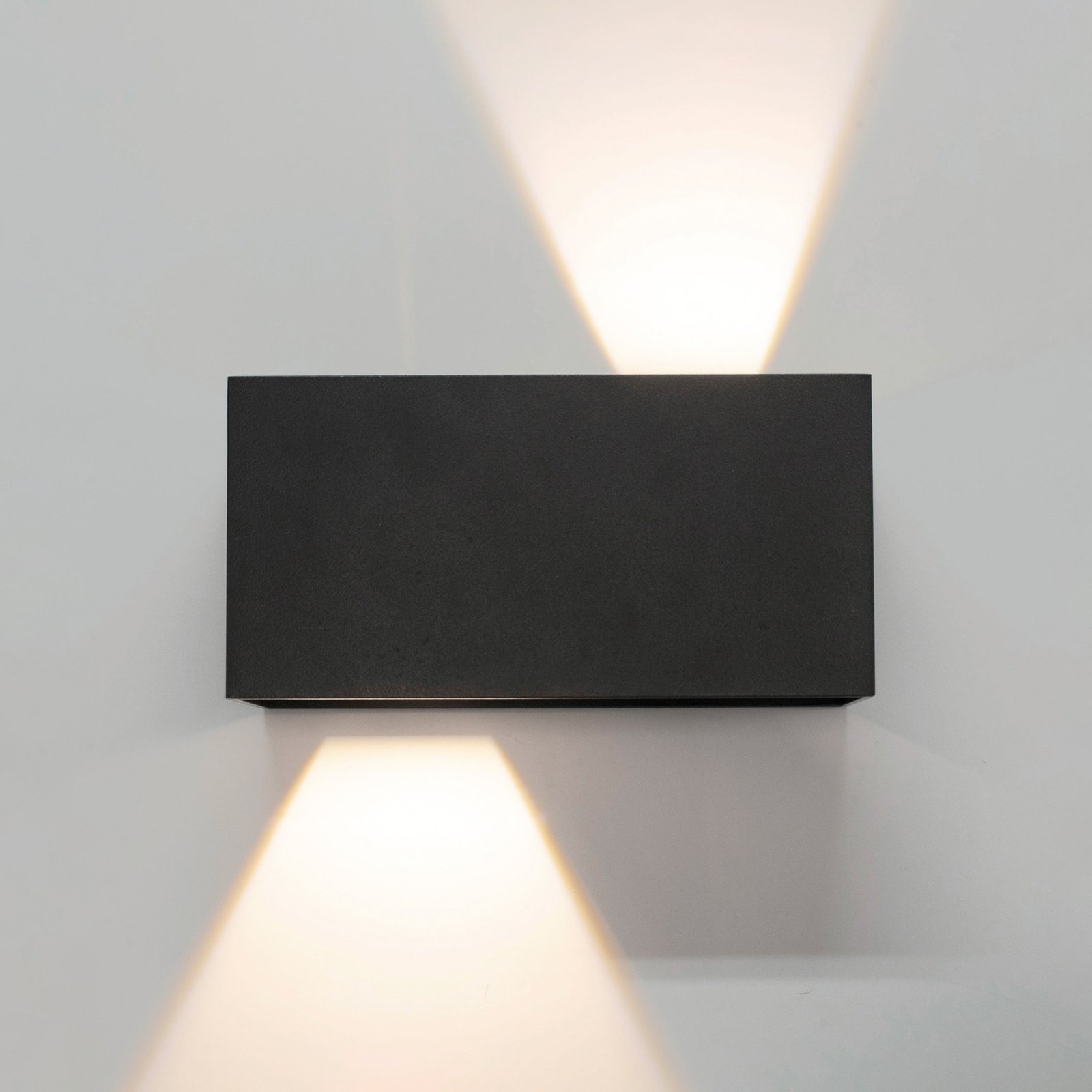 Candeeiro de parede exterior LED Davos duplo, cinzento, regulável, alumínio
