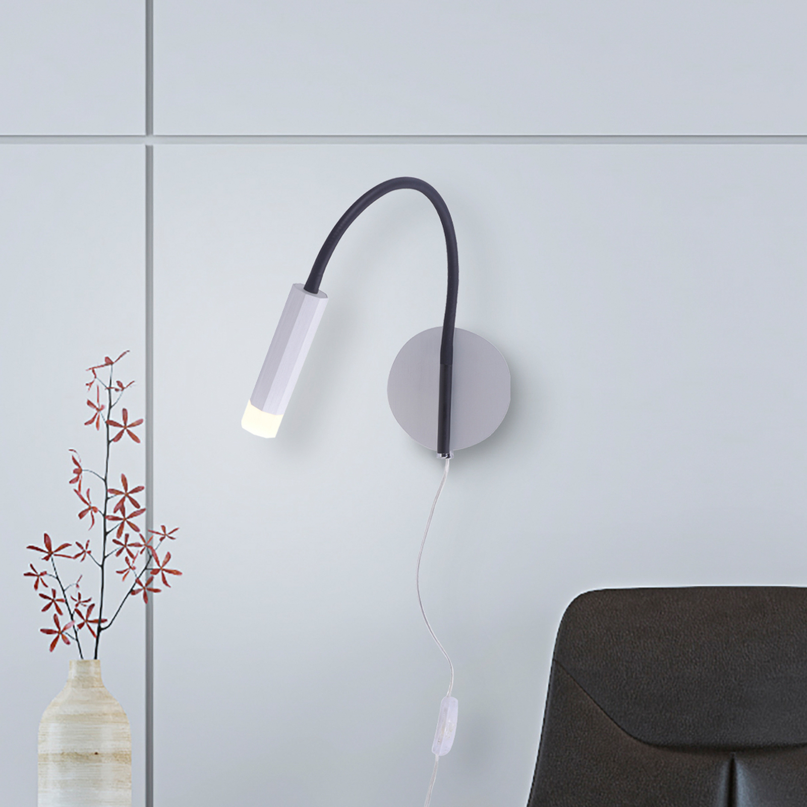 PURE Gemin LED-Wandleuchte silber
