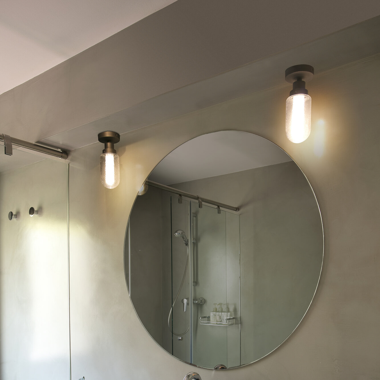 LED bathroom ceiling light Brume, anthracite, glass, Ø 8 cm