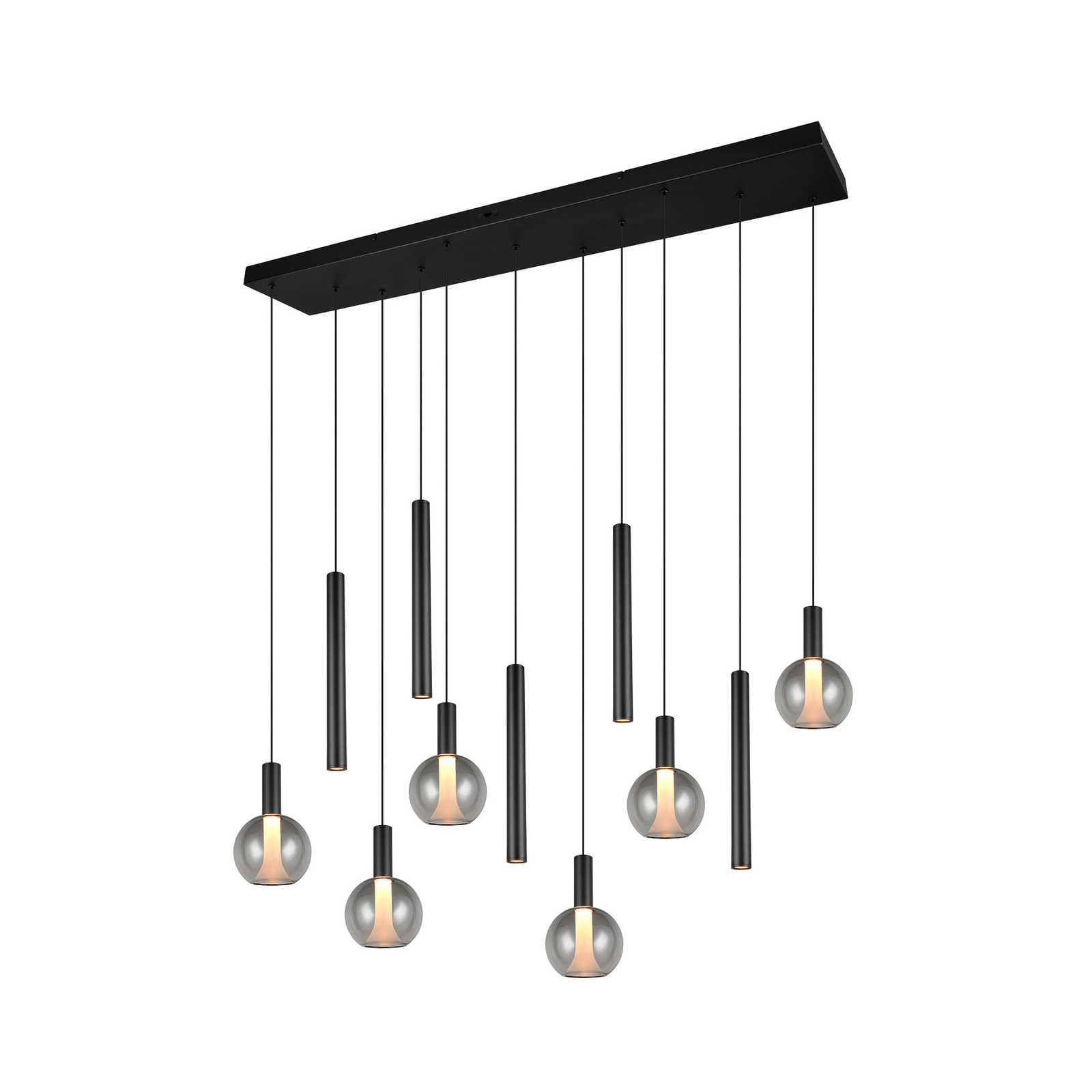 LED piekaramā lampa „Melaro“, garums 120 cm, melna, metāls/stikls, 11 spuldzes LED piekaramā lampa „Melaro“, garums 120 cm, melna, metāls/stikls, 11 spuldzes