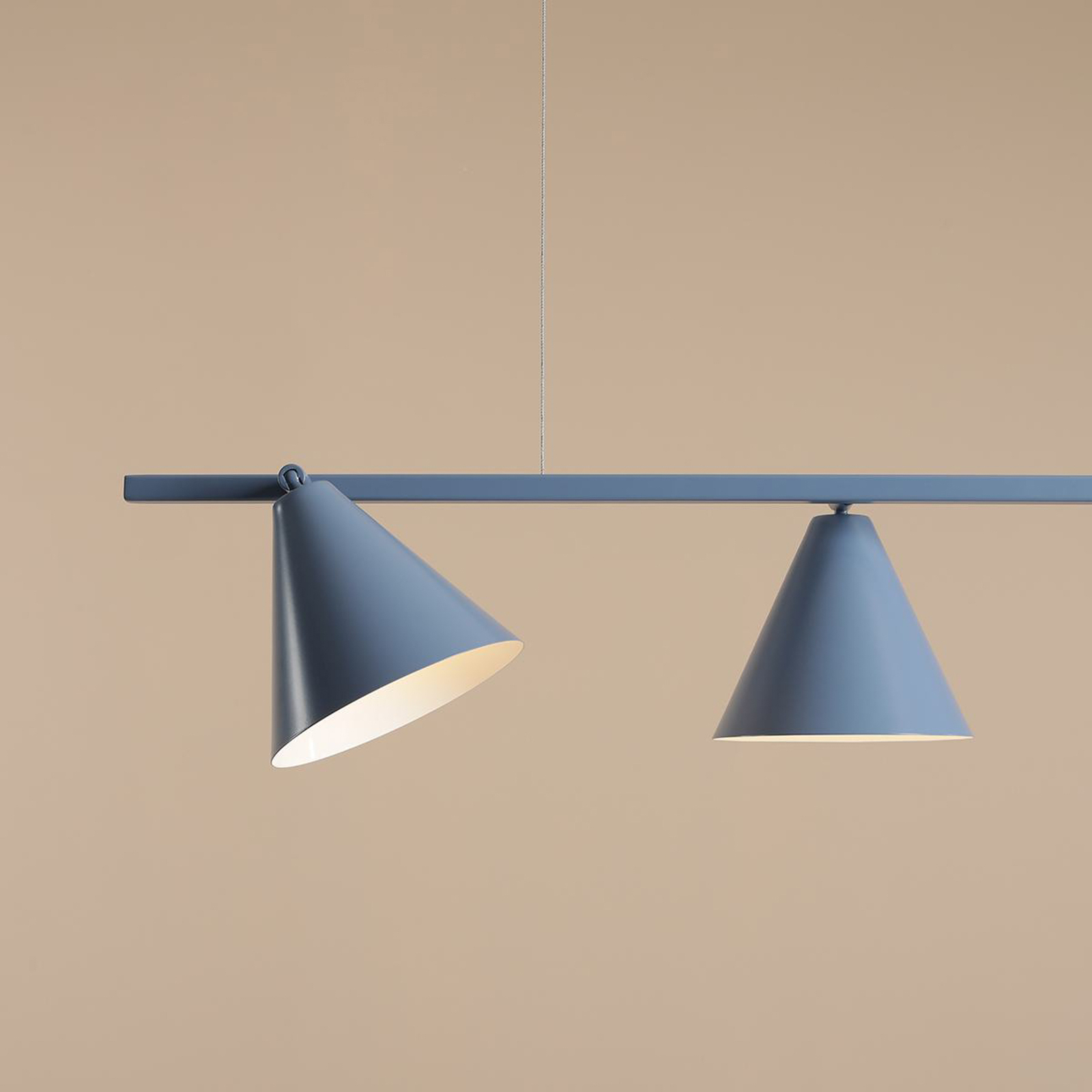 Hanglamp Form 4, blauw, metaal, 4-lamps, kegel, E27