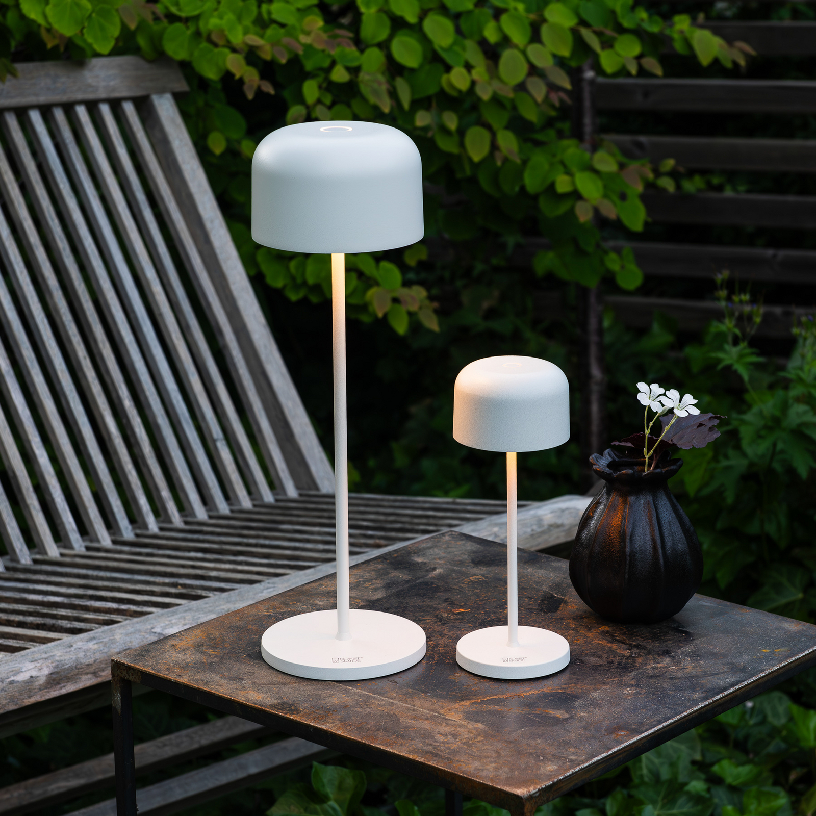 LED tafellamp Lille, hoogte 20 cm, wit, IP54, USB