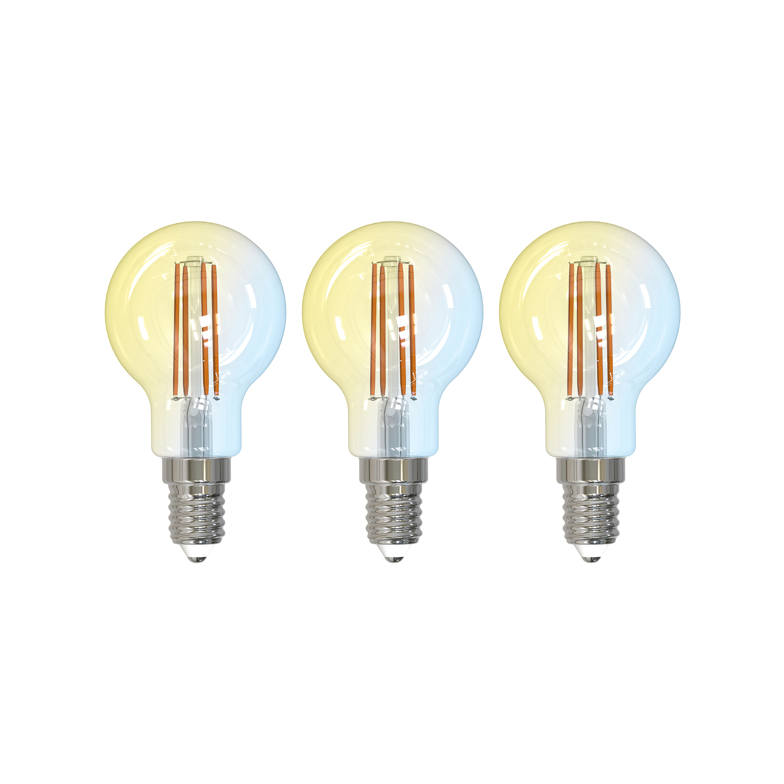 LUUMR Chytrá LED žárovka s kapkami sada 3 žárovek E14 4,2W CCT čirá Tuya