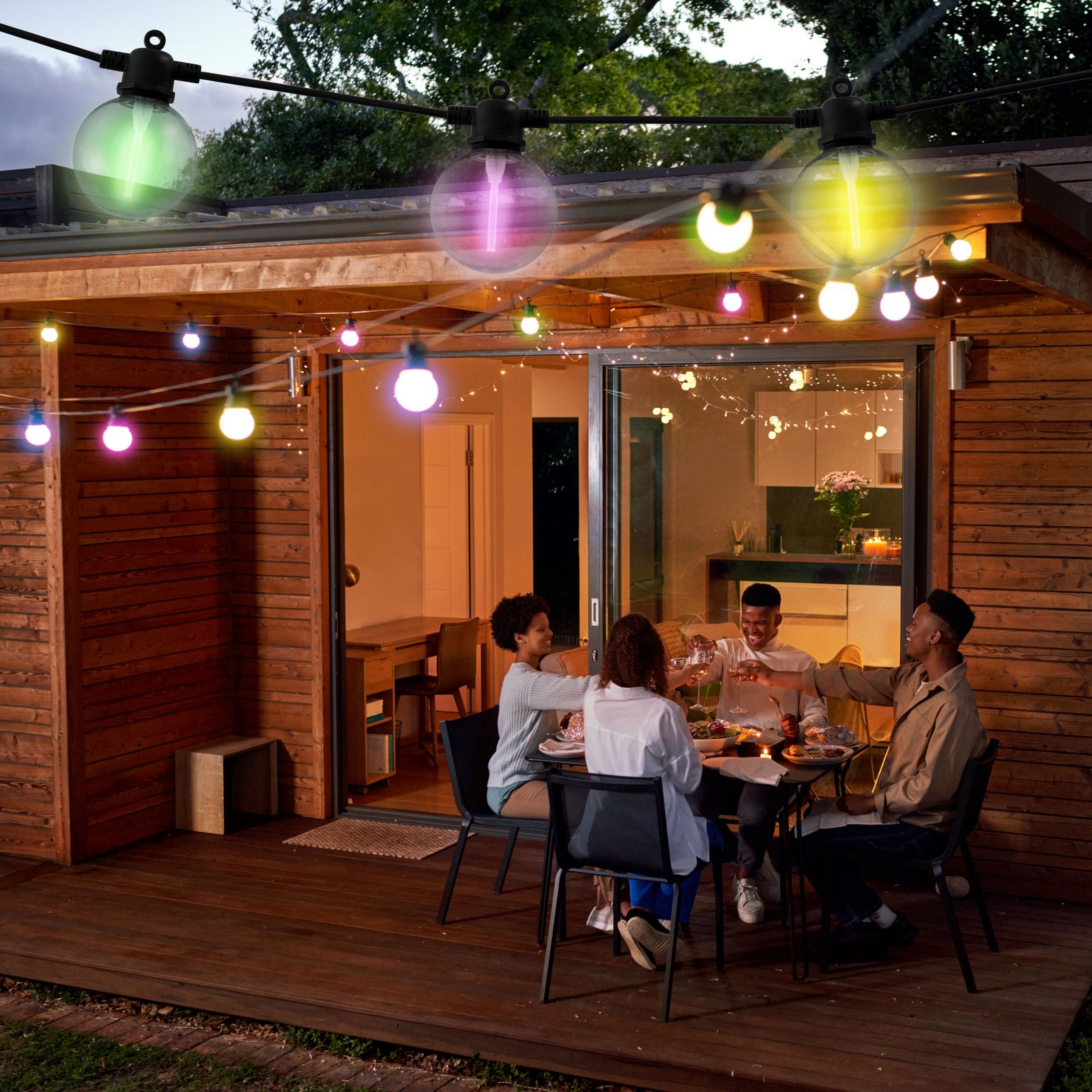 LED-Solar-Lichterkette CADENA, RGB, schwarz, 10-flg., 10 m
