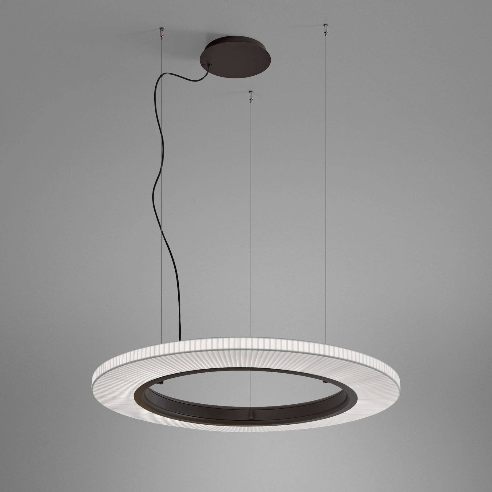 Lampa wisząca Bover LED Roda S/90, brązowy/biały, Ø 90 cm, 1-10V