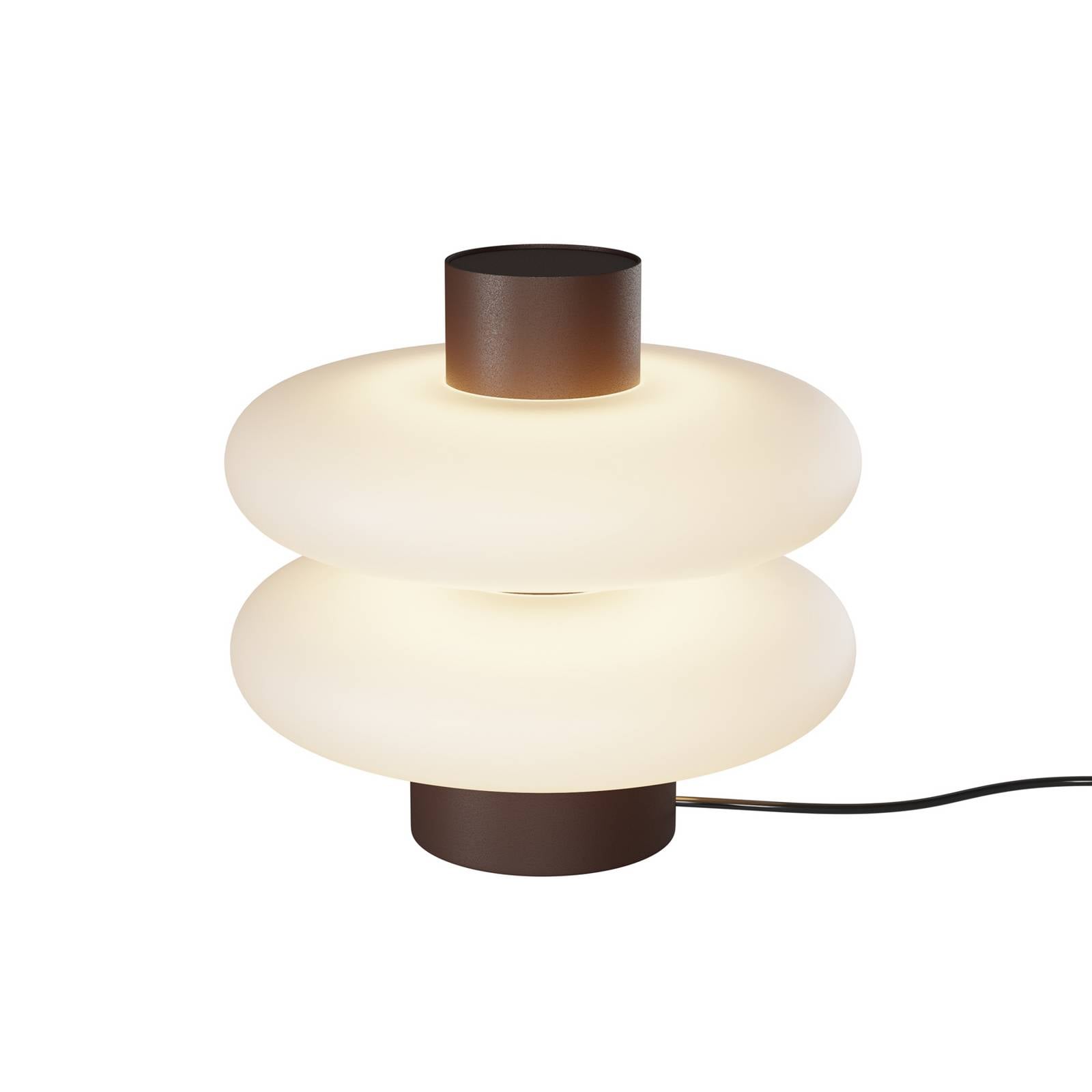 LED-Tischleuchte Nuvem, braun, Opalglas, Höhe 15 cm, Dimmer