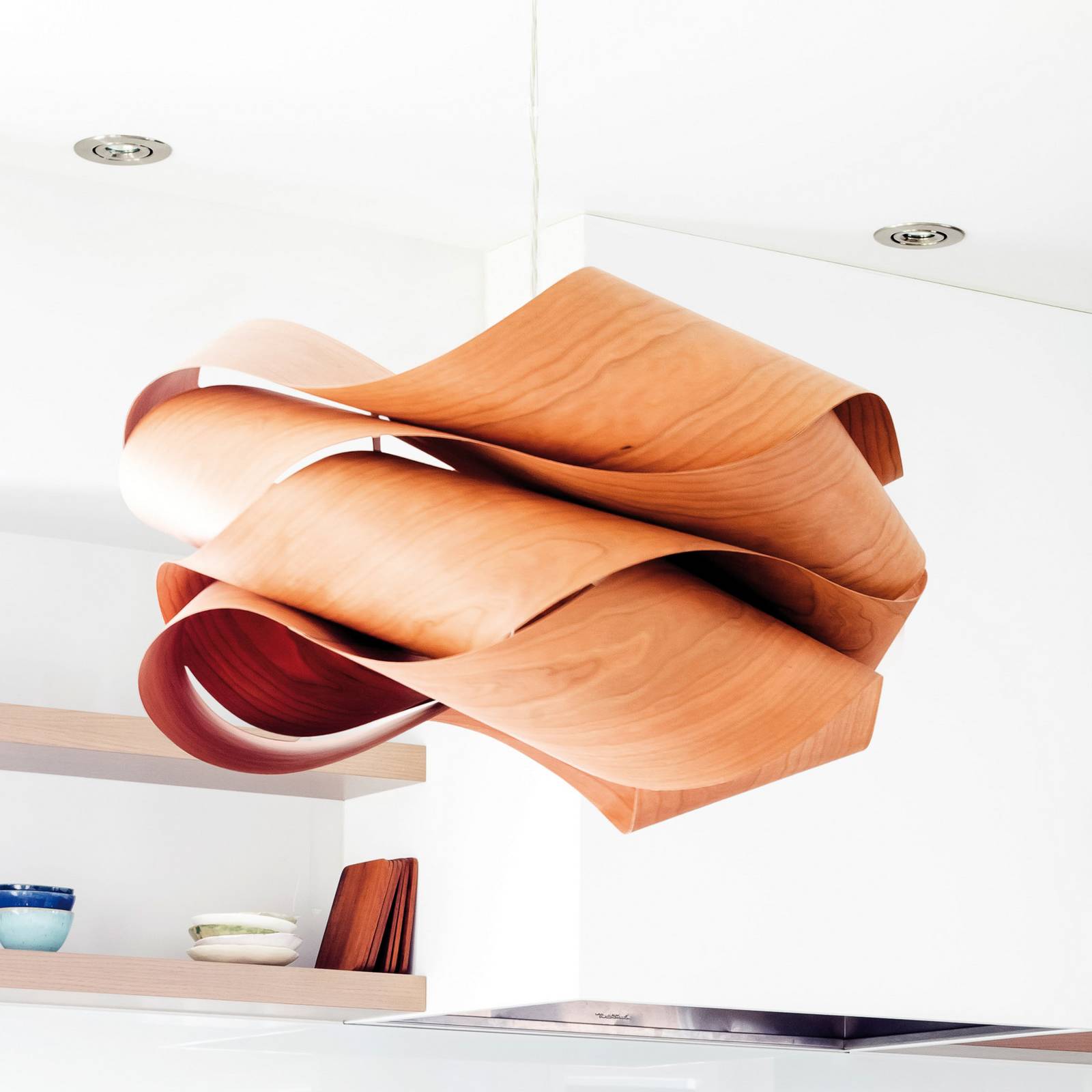 LZF Hängelampe Link, kirschholz-/nickelfarben, Ø 69 cm, Holz günstig online kaufen