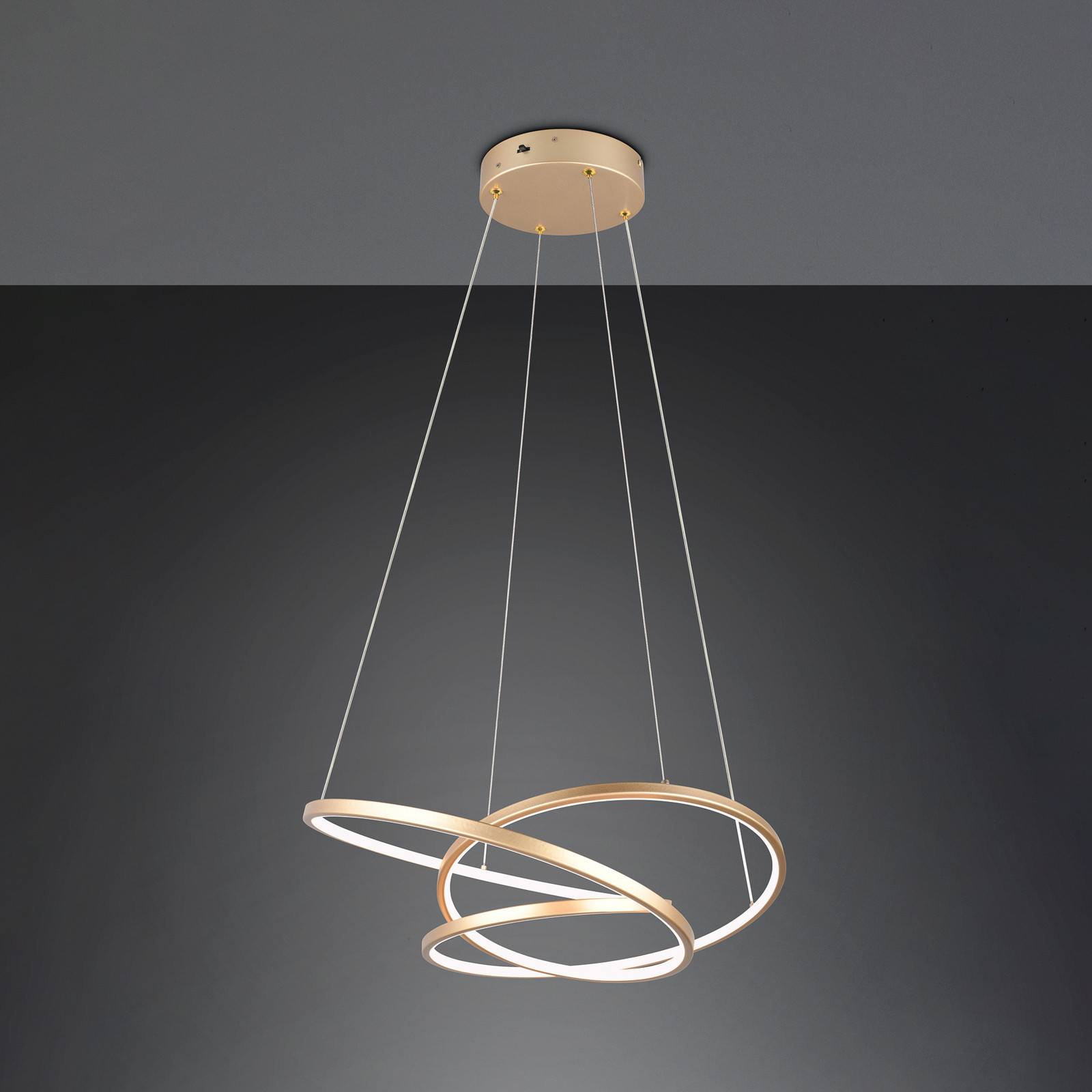 Trio Lighting Lampă suspendată cu LED Darvin lungime 64 cm aurie metal CCT - Camera de zi / sufragerie - modern