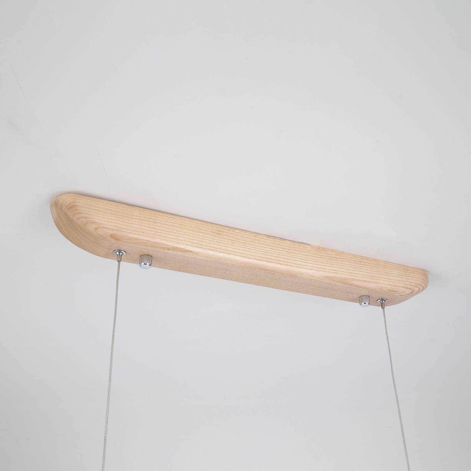LED-Pendellampe Kenzie, Länge 60 cm, hellbraun, Holz, CCT günstig online kaufen